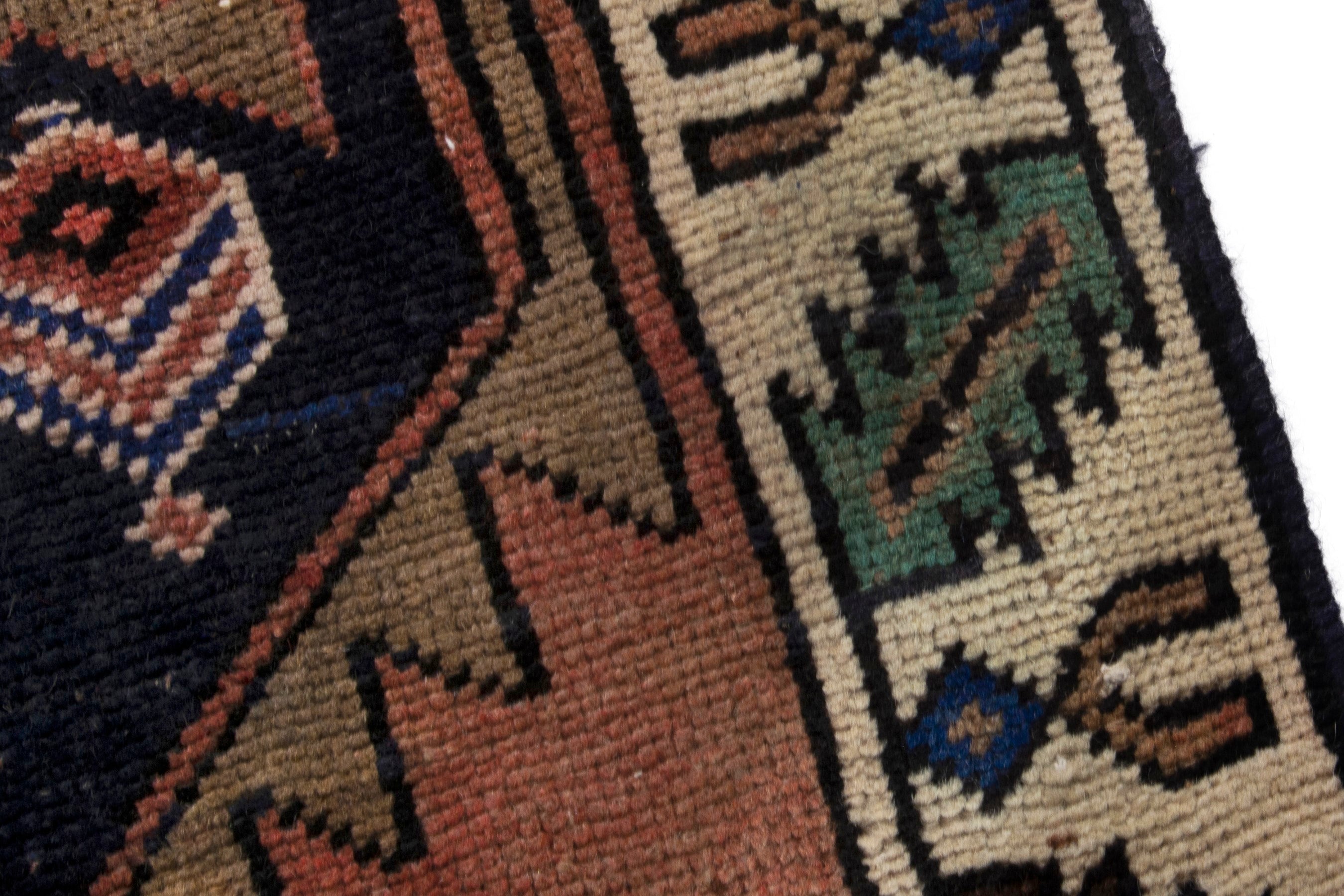 Persian Lori runner rug in rust and navy, view 10 of 18