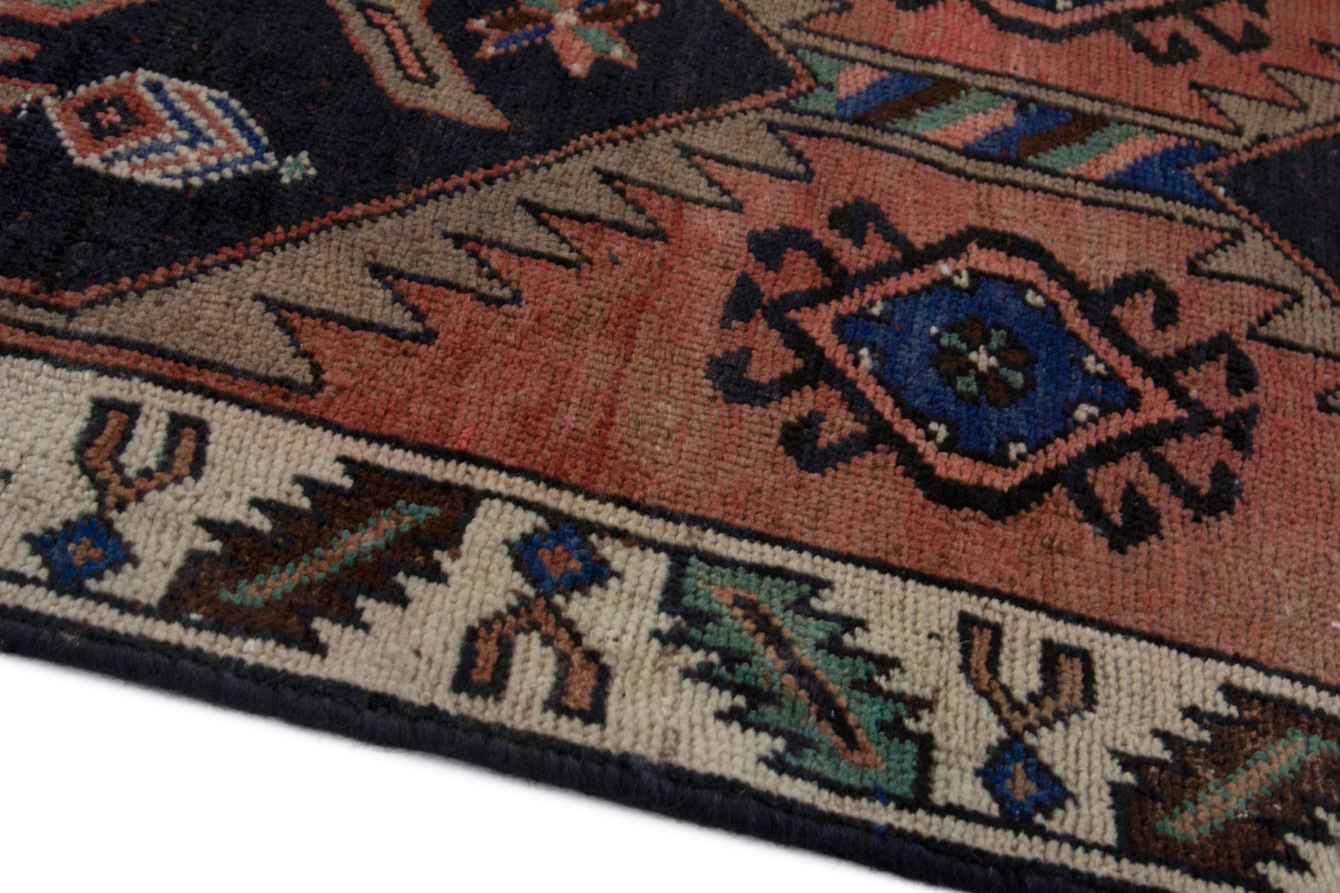Persian Lori runner rug in rust and navy, view 5 of 18