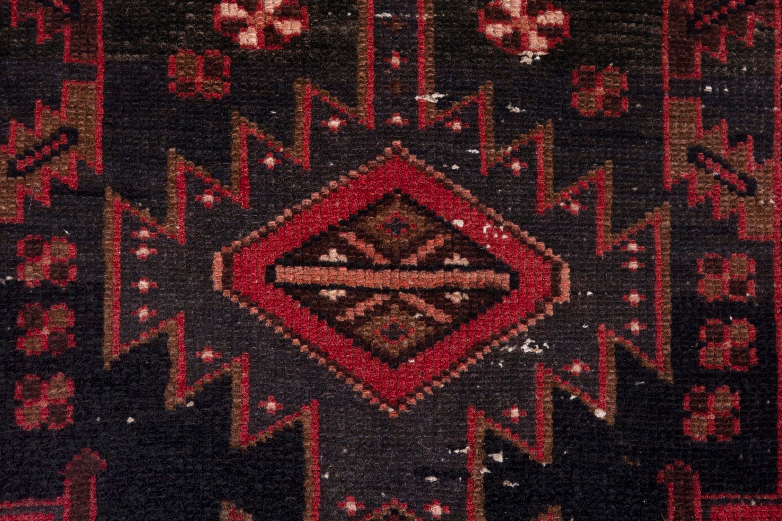 Persian Zanjan runner rug in deep indigo and deep red, view 11 of 18
