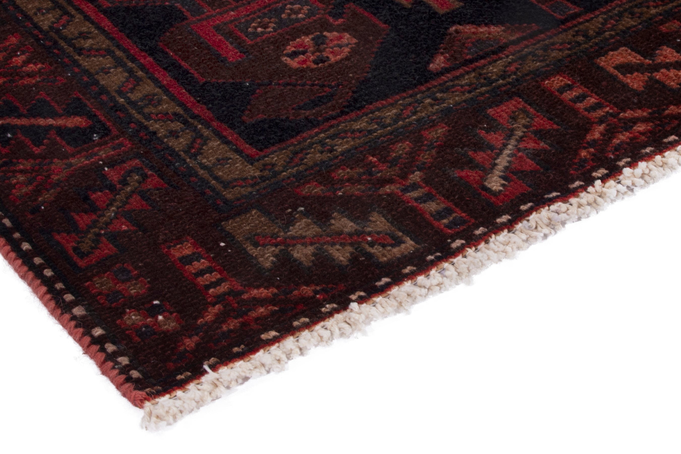 Persian Zanjan runner rug in deep indigo and deep red, view 4 of 18