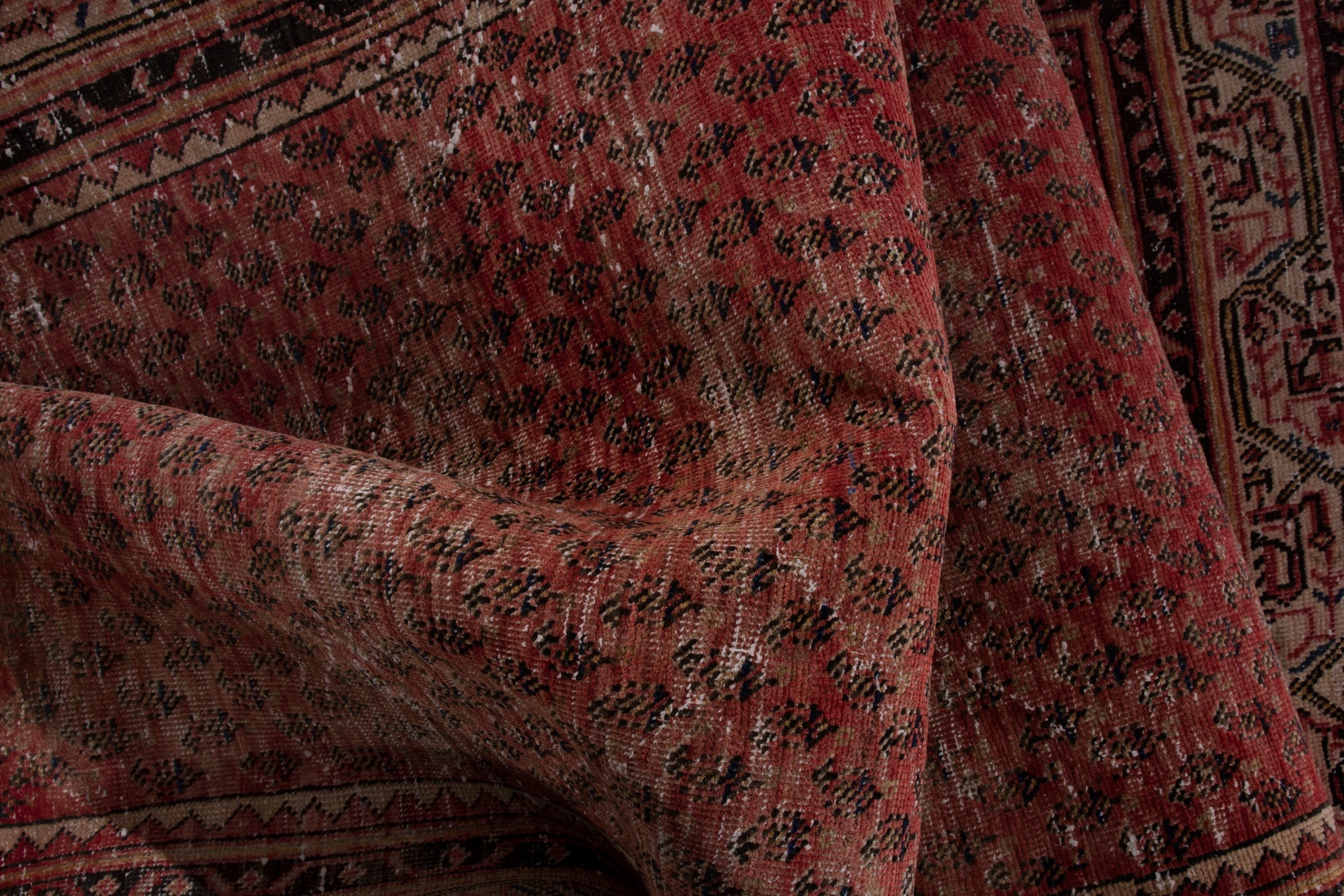 Persian Botteh runner rug in burgundy and faded red, view 15 of 17
