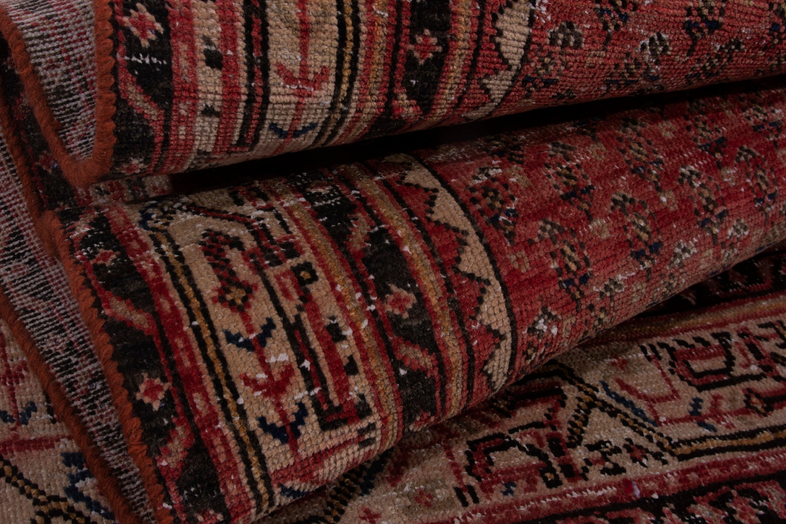 Persian Botteh runner rug in burgundy and faded red, view 16 of 17