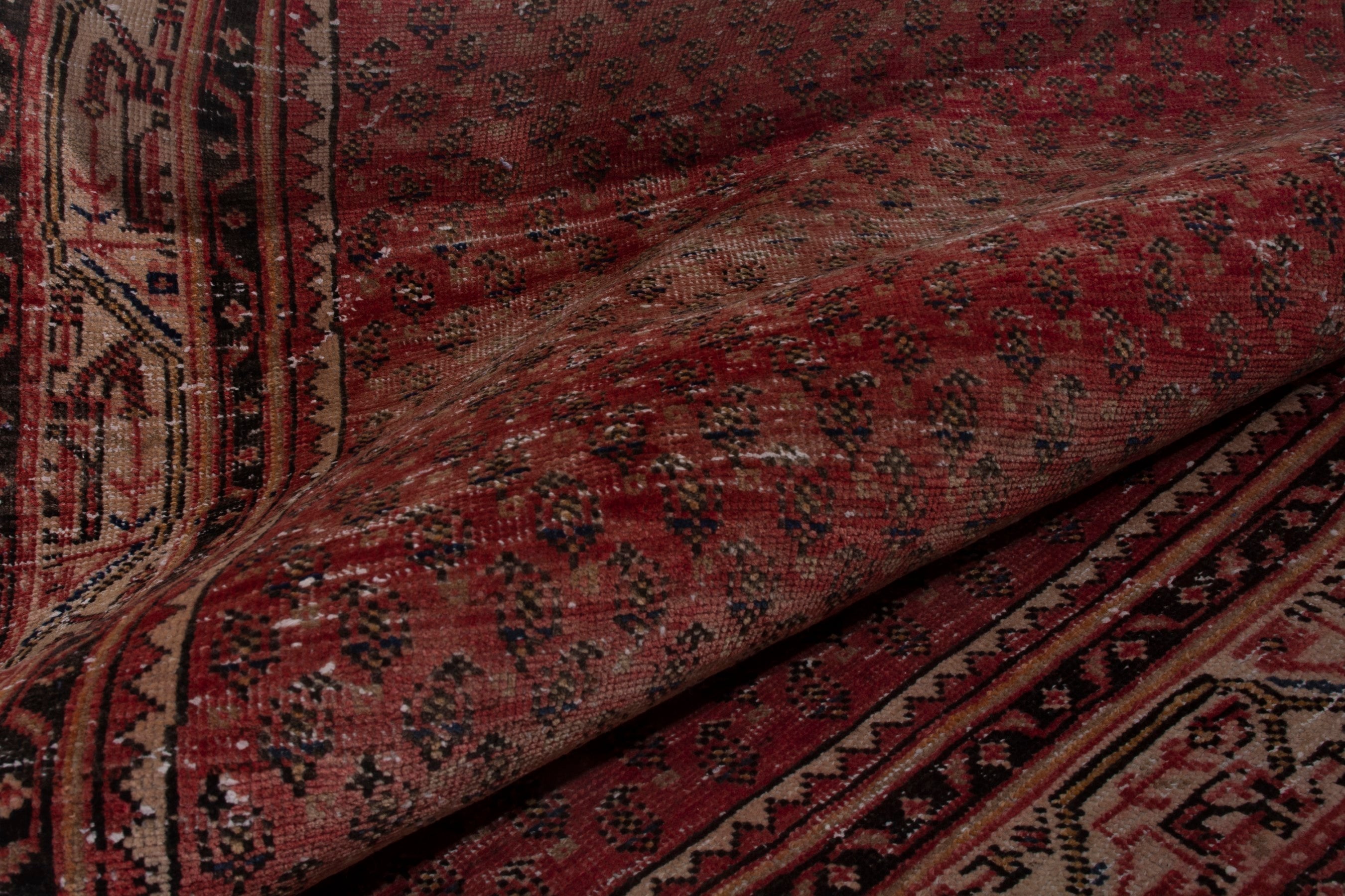 Persian Botteh runner rug in burgundy and faded red, view 14 of 17