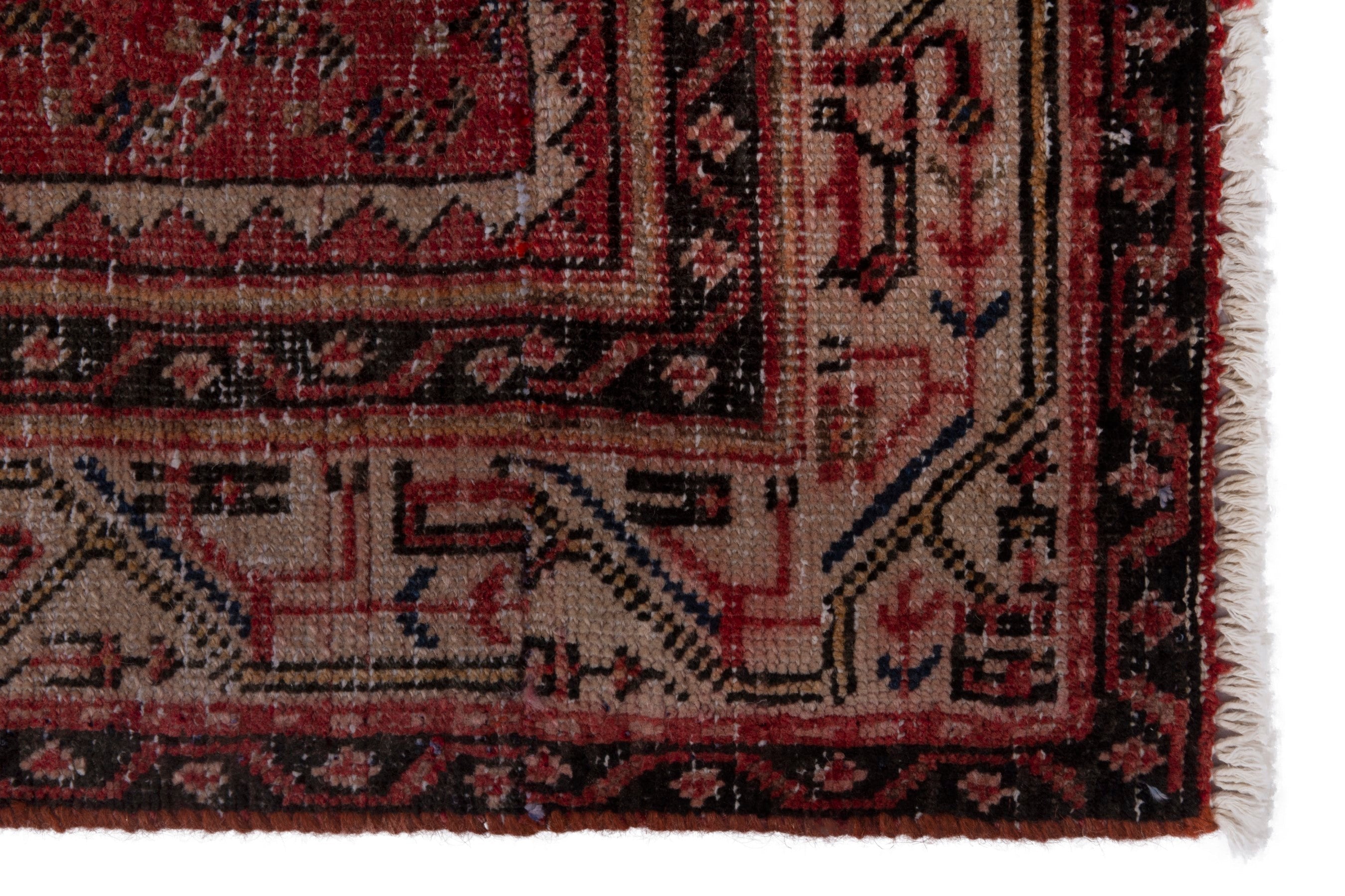 Persian Botteh runner rug in burgundy and faded red, view 8 of 17