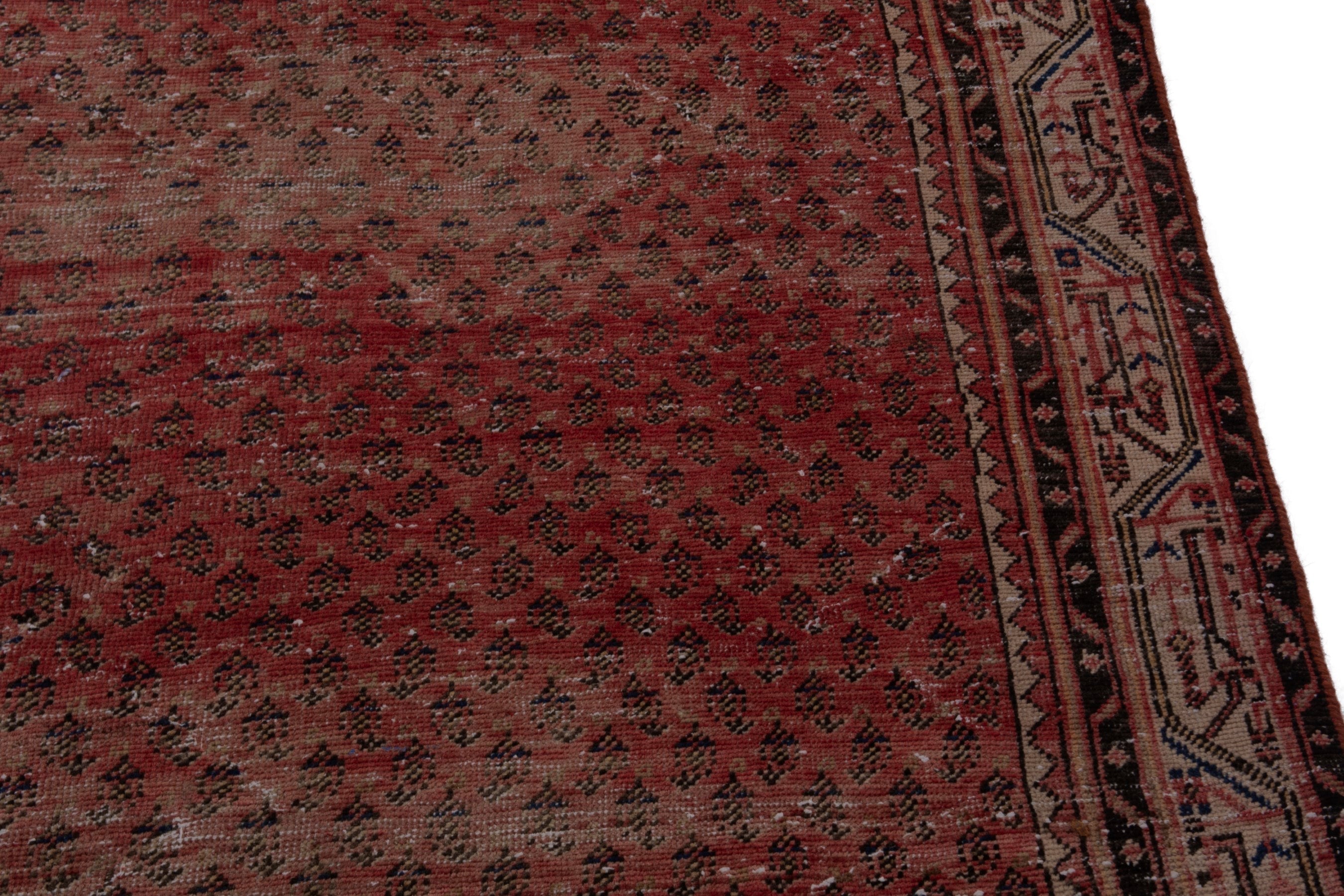 Persian Botteh runner rug in burgundy and faded red, view 7 of 17