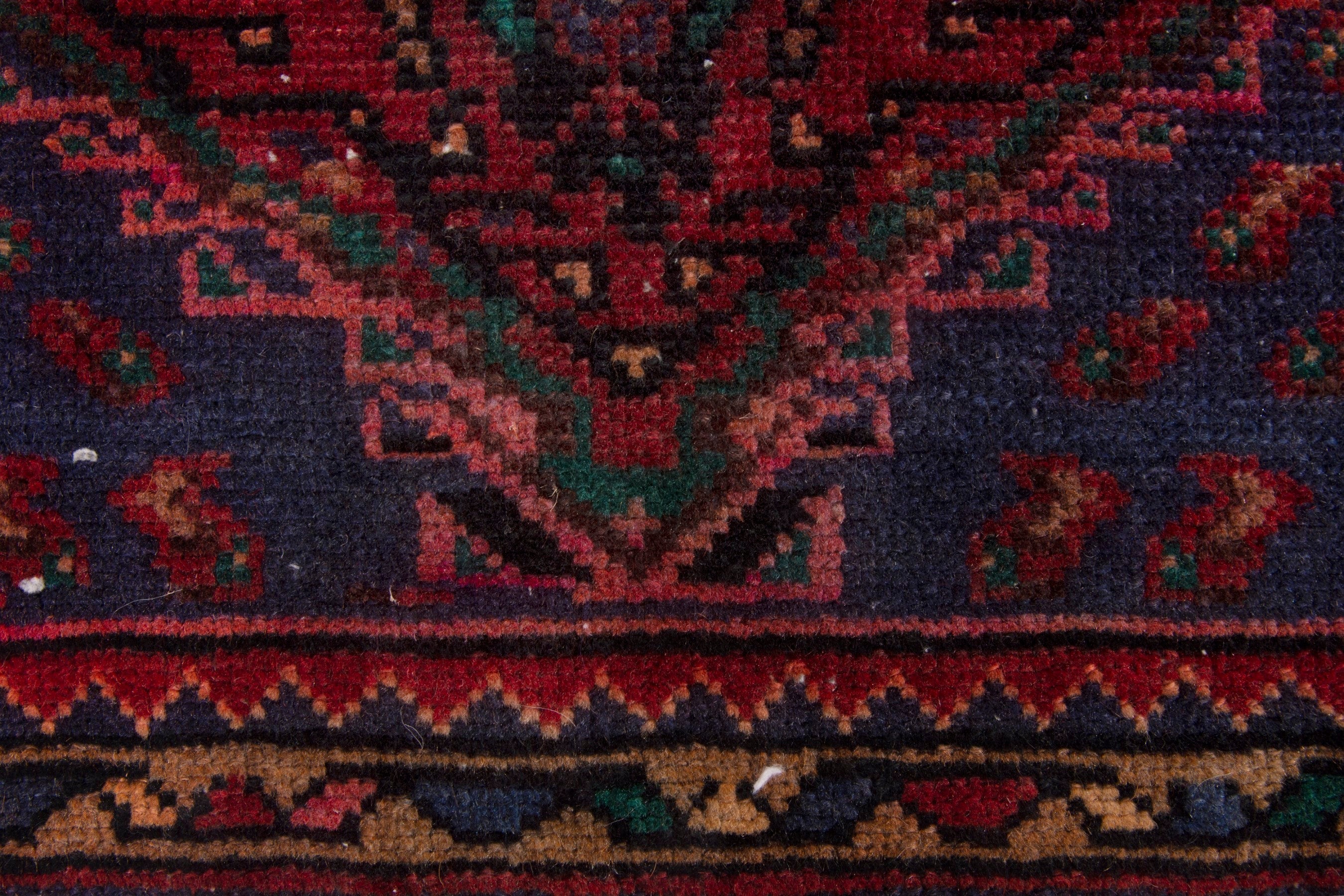 Persian Hamedan runner rug in burgundy and deep red, view 11 of 19