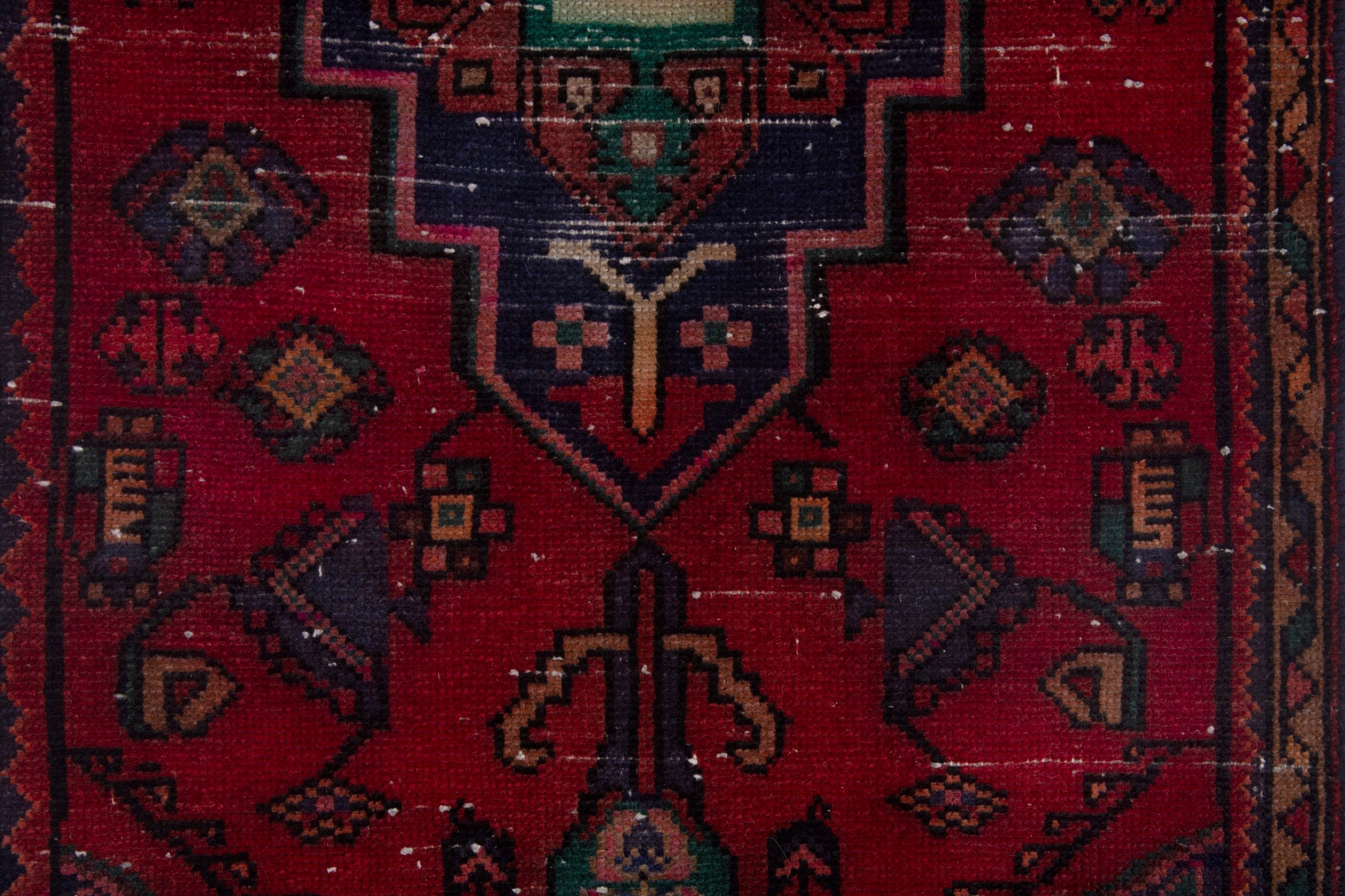 Persian Hamedan runner rug in burgundy and deep red, view 12 of 19