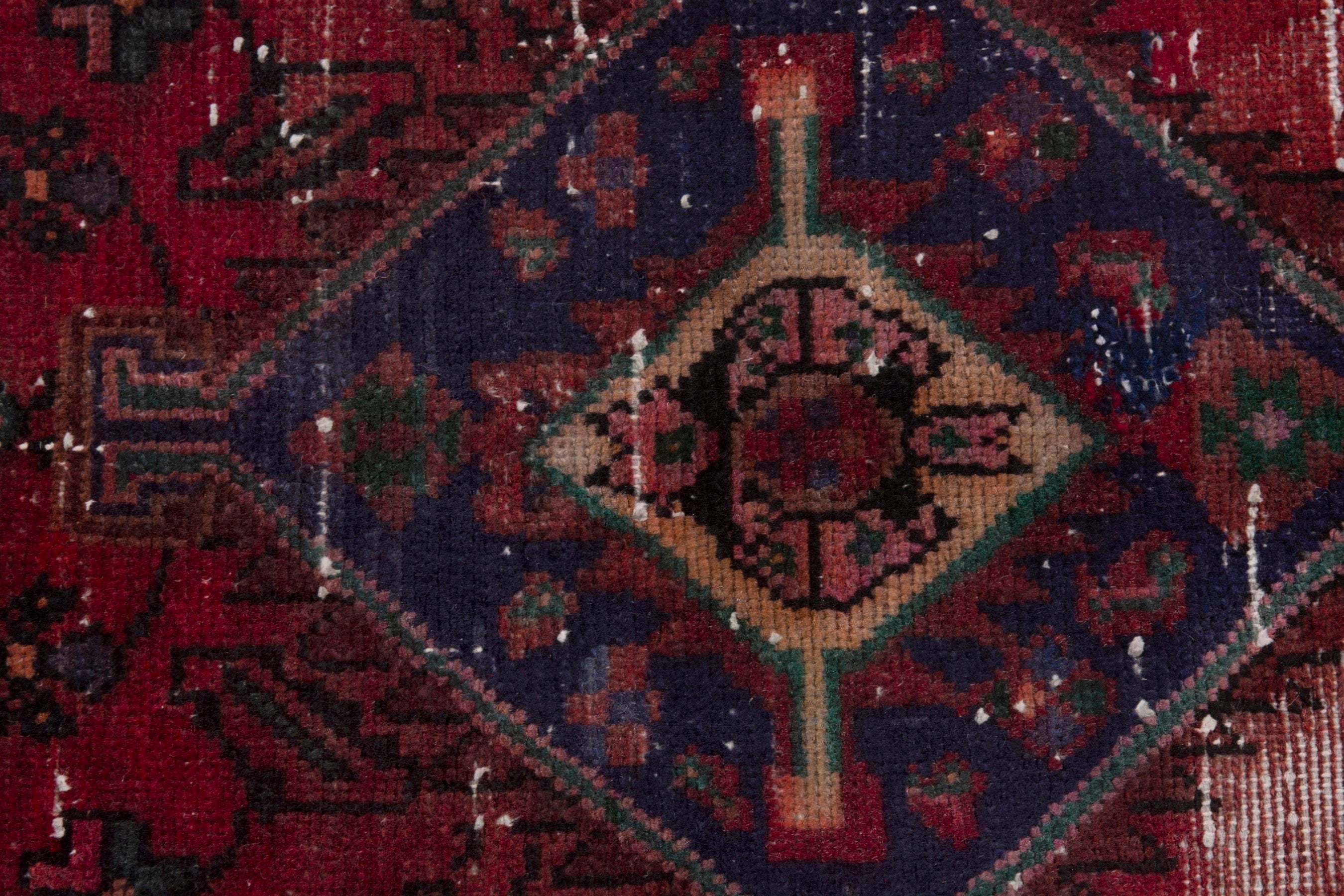 Persian Hamedan runner rug in burgundy and deep red, view 14 of 19