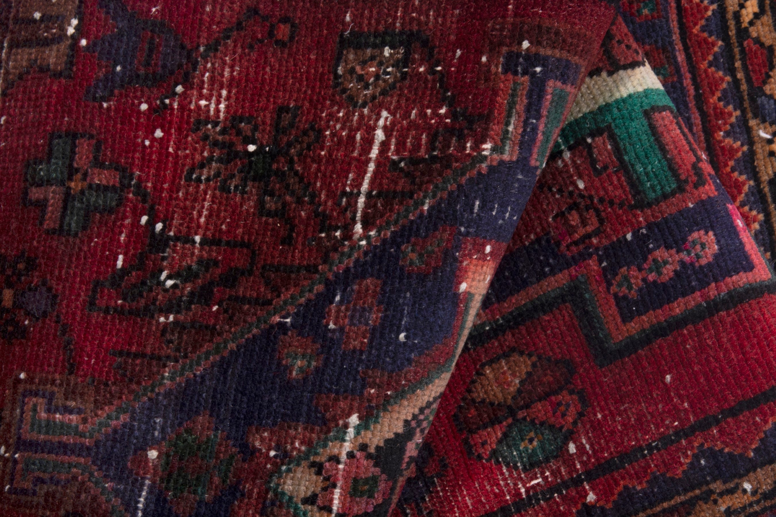 Persian Hamedan runner rug in burgundy and deep red, view 16 of 19