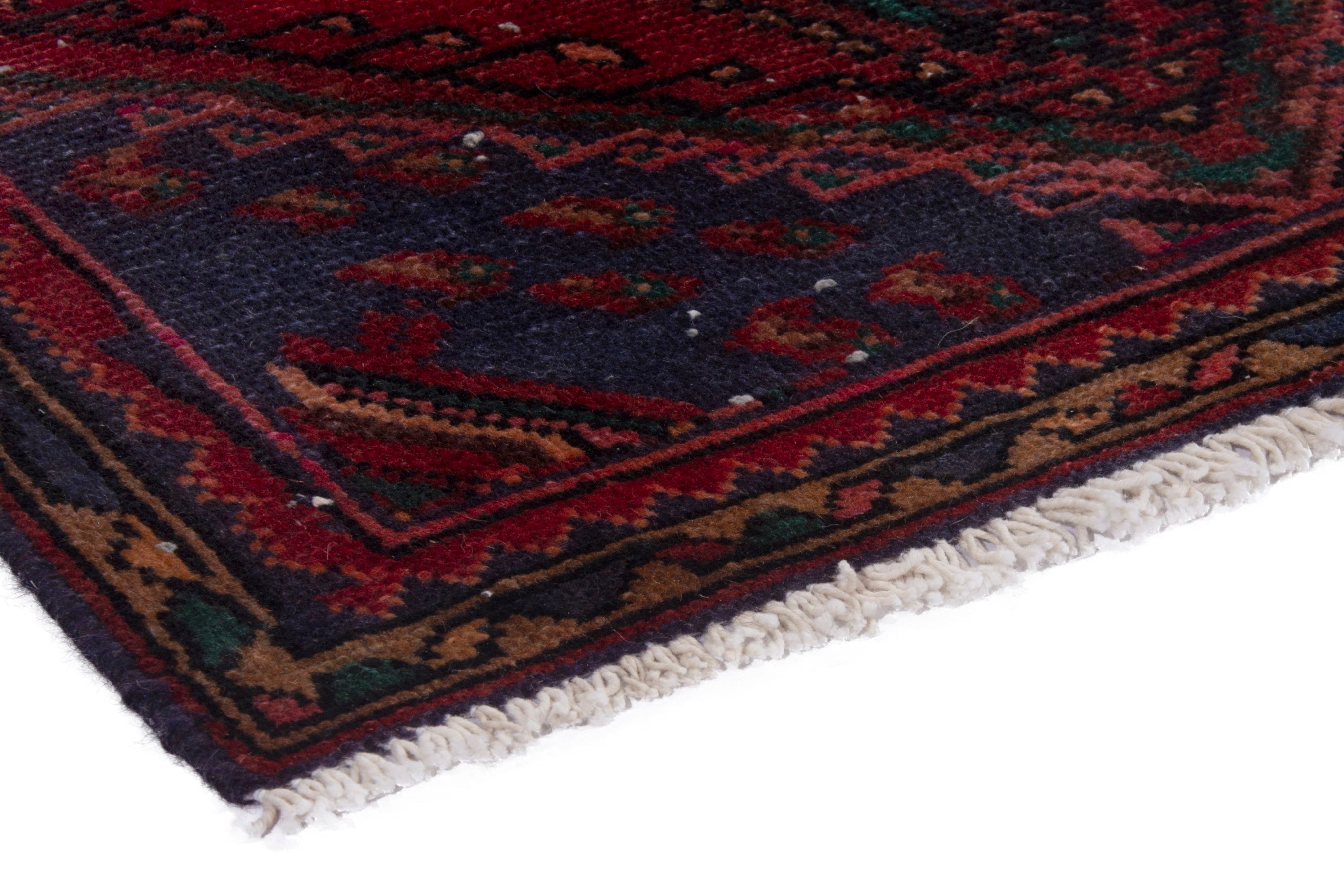 Persian Hamedan runner rug in burgundy and deep red, view 4 of 19