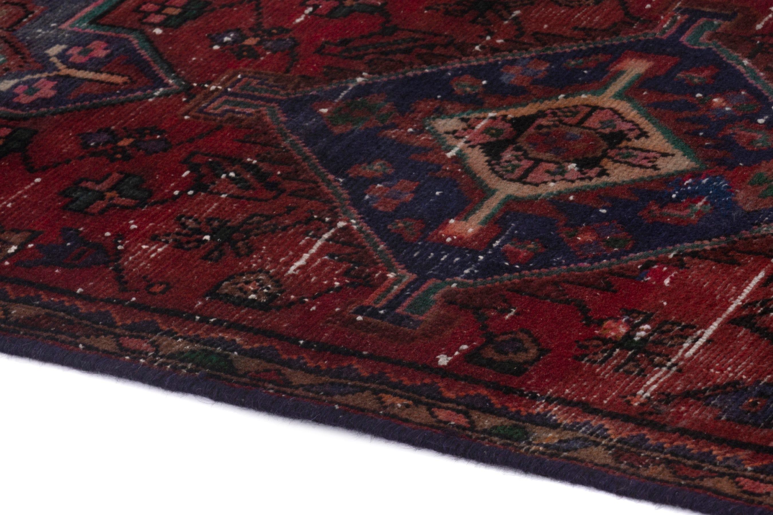 Persian Hamedan runner rug in burgundy and deep red, view 5 of 19