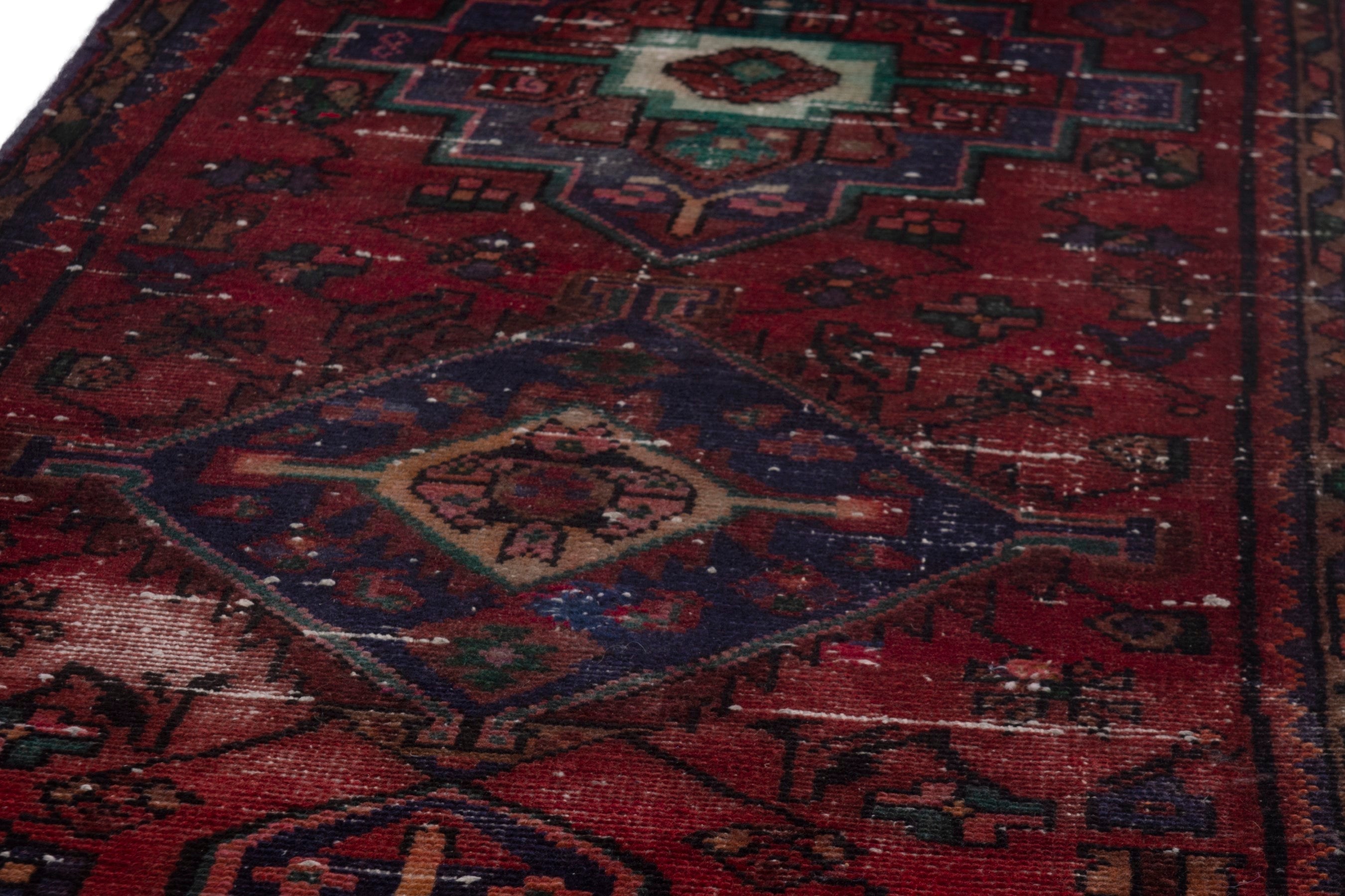 Persian Hamedan runner rug in burgundy and deep red, view 7 of 19