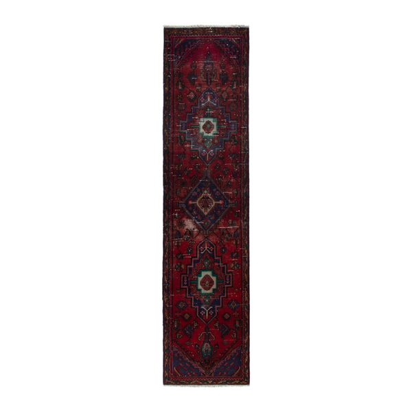 Persian Hamadan runner rug in burgundy and deep red, 2'2" x 8'10"