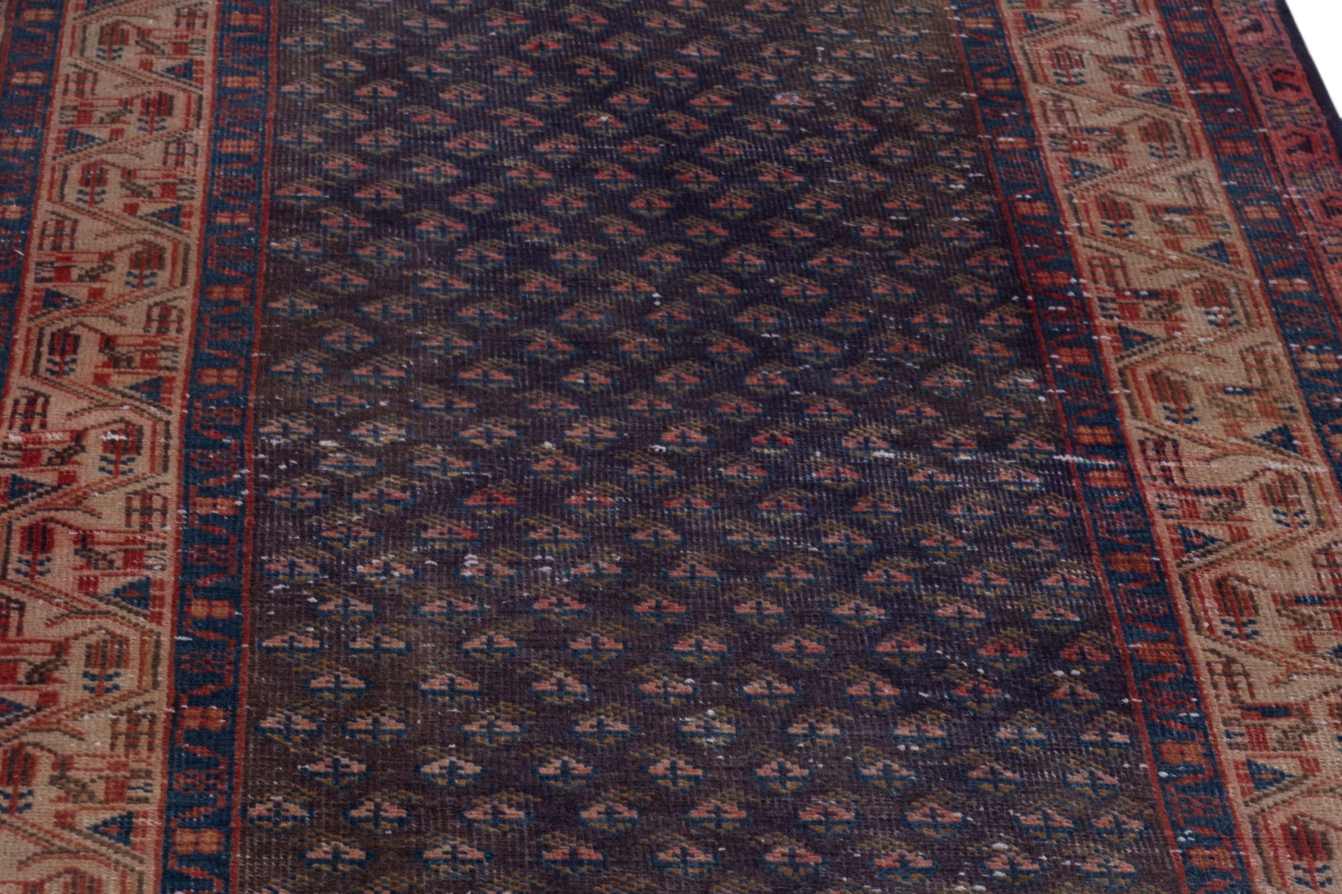 Persian Botteh runner rug in charcoal and rust, view 10 of 18
