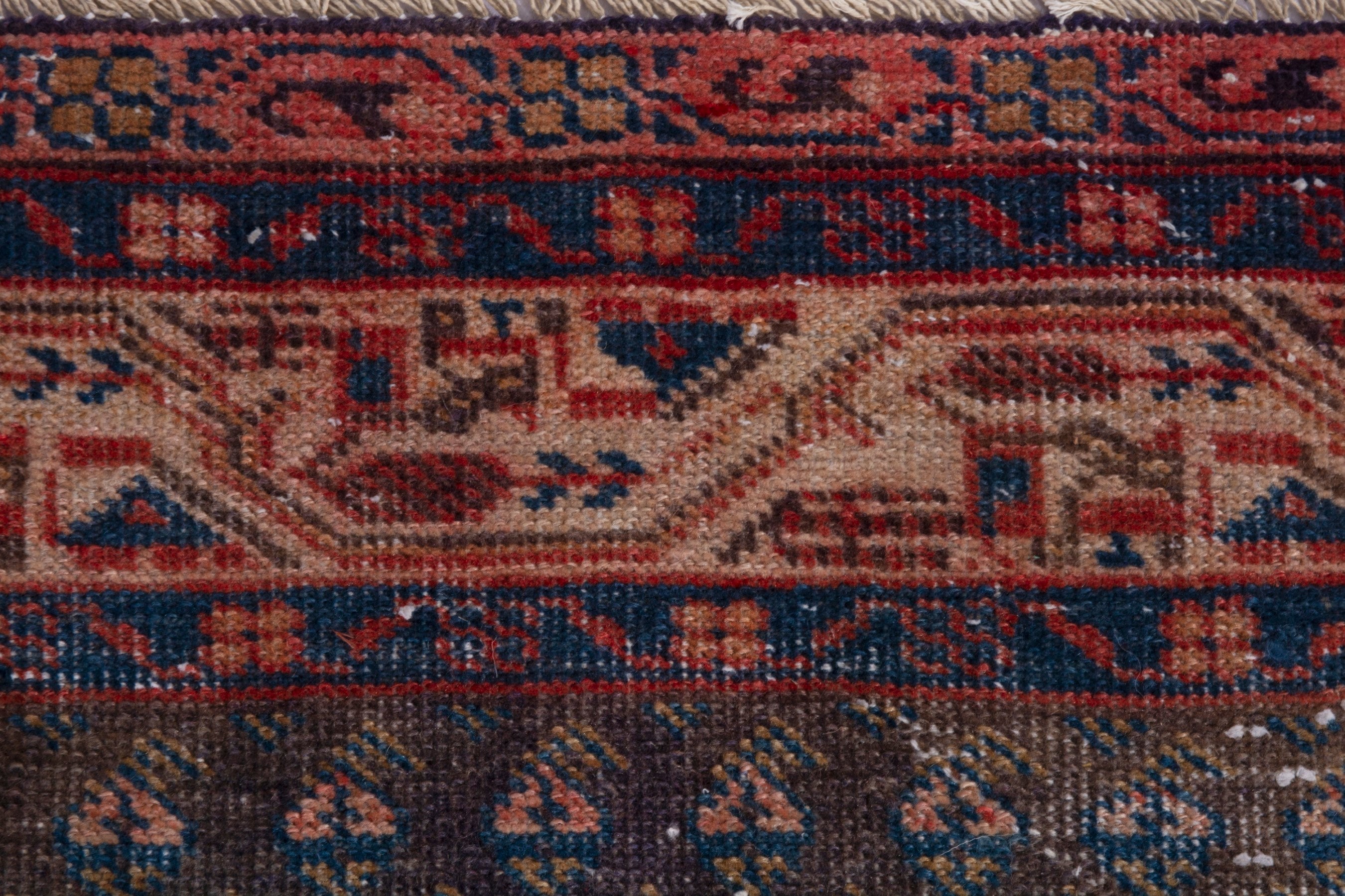 Persian Botteh runner rug in charcoal and rust, view 13 of 18