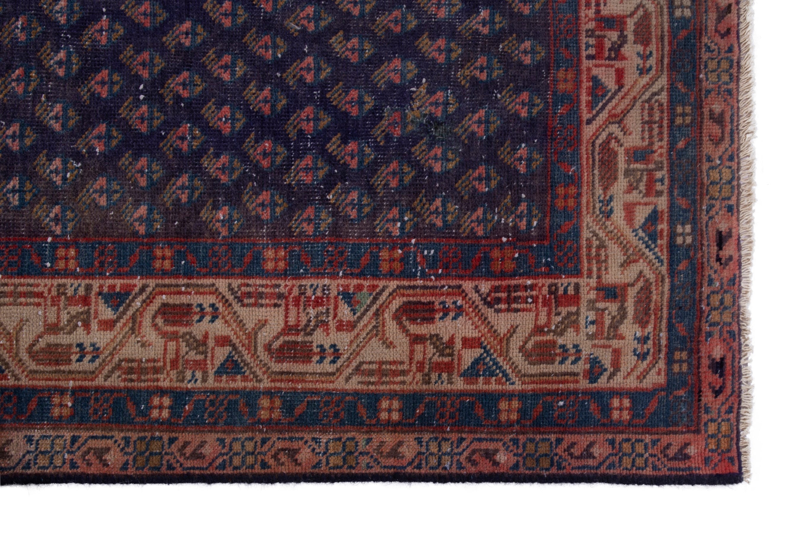 Persian Botteh runner rug in charcoal and rust, view 7 of 18