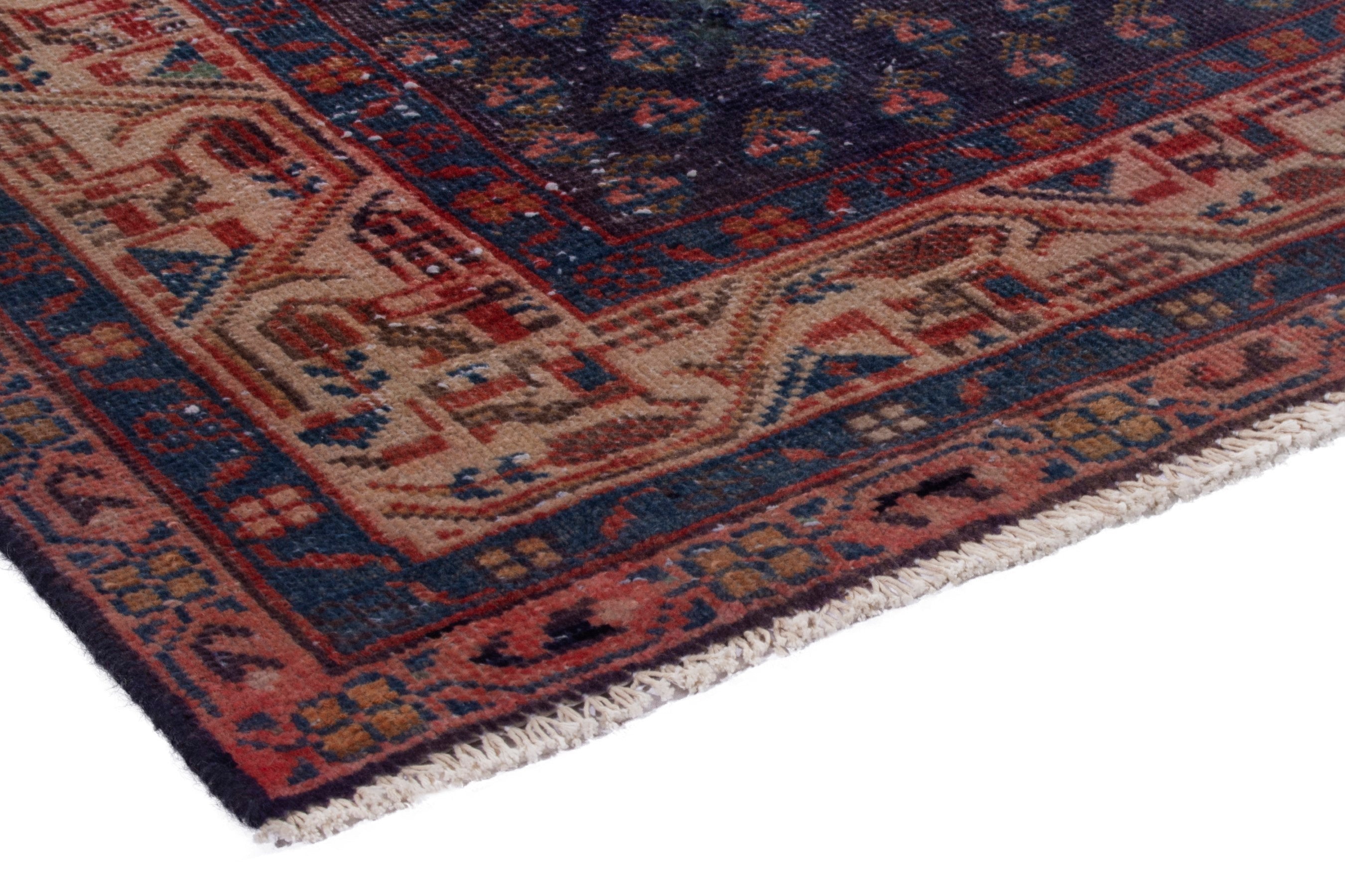 Persian Botteh runner rug in charcoal and rust, view 4 of 18