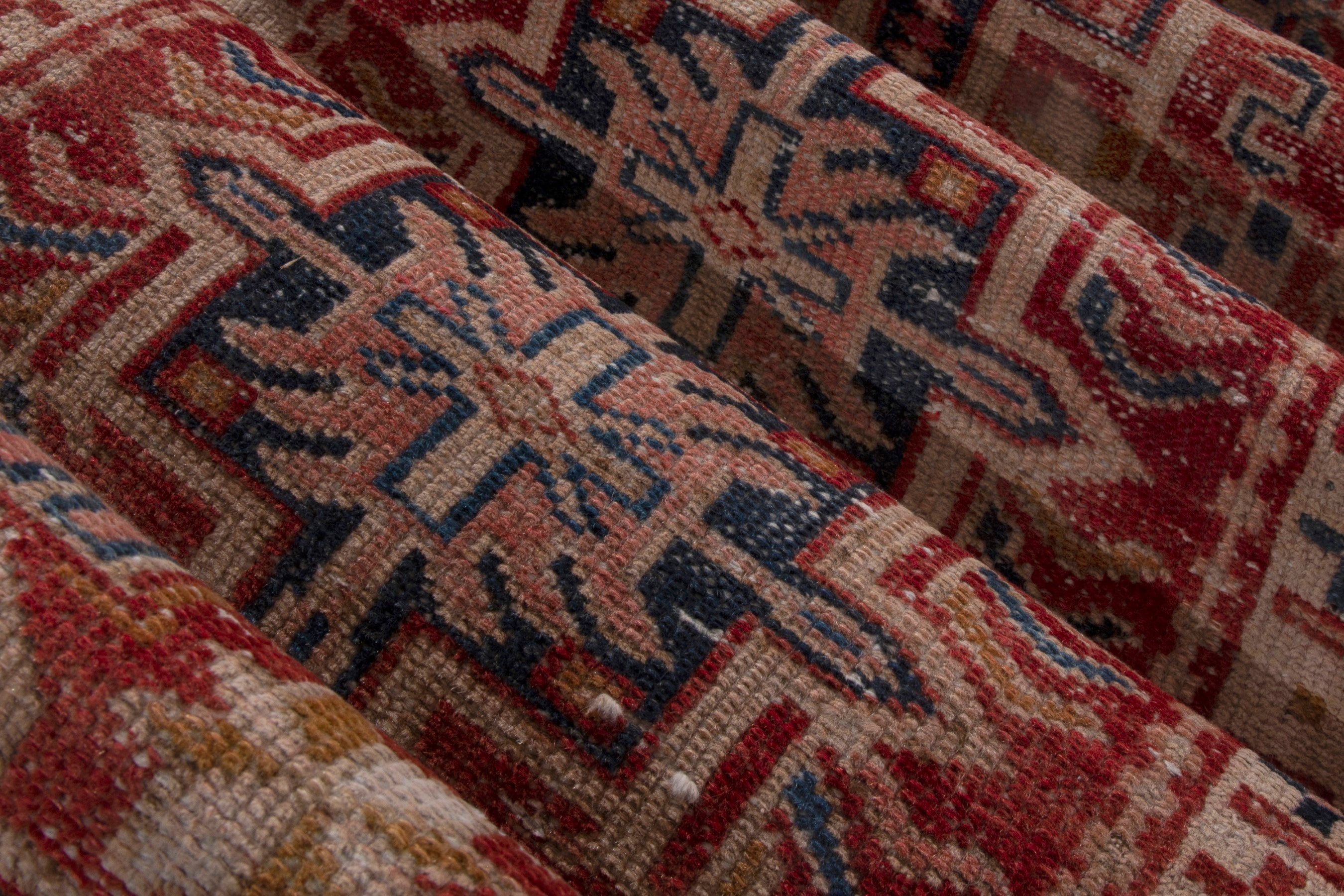 Persian Gharajeh runner rug in rust and deep red, view 14 of 17