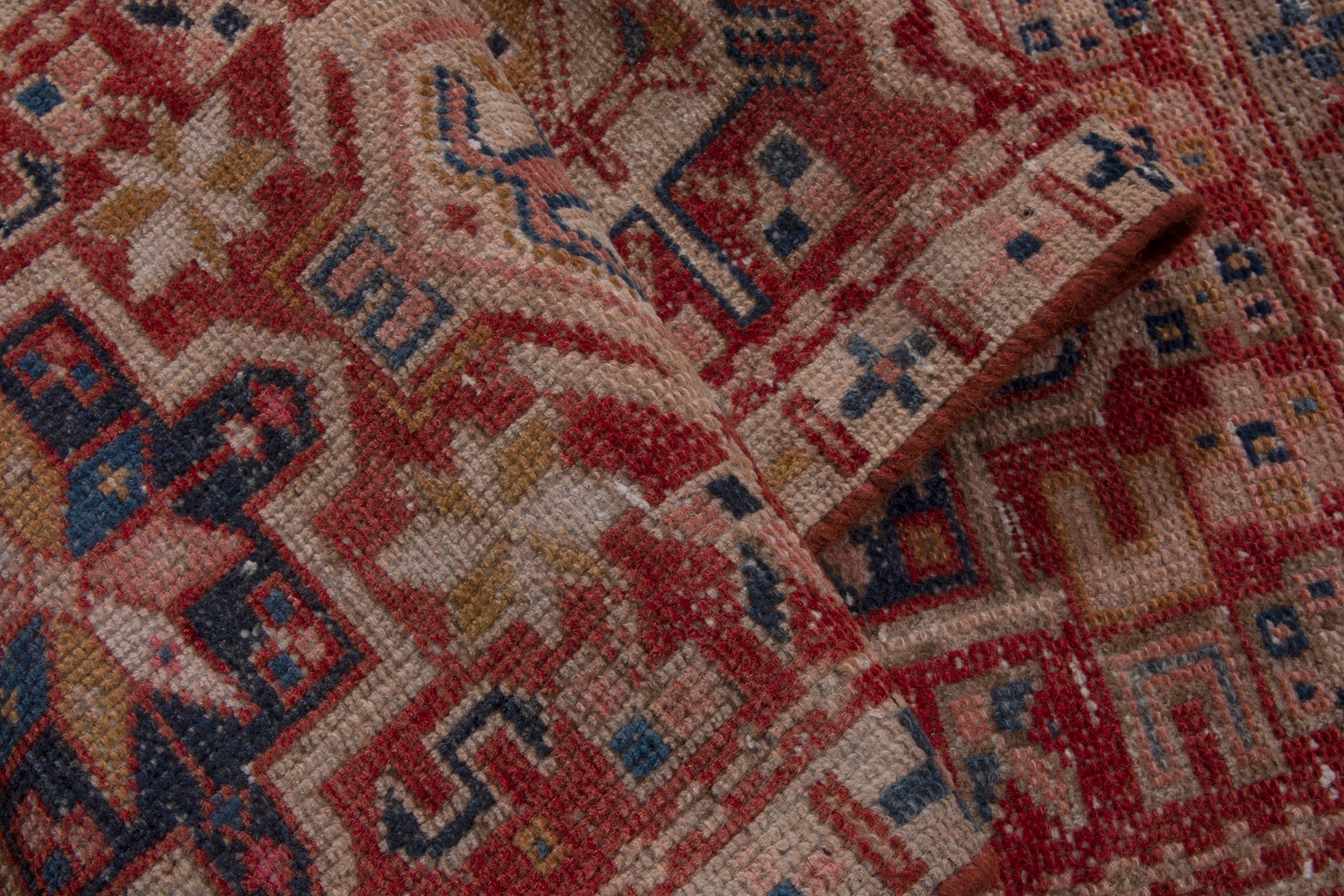 Persian Gharajeh runner rug in rust and deep red, view 15 of 17