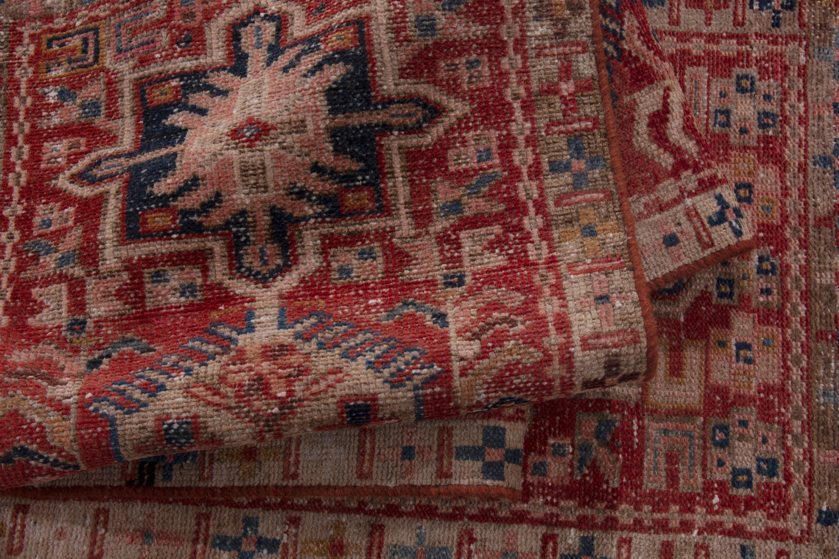 Persian Gharajeh runner rug in rust and deep red, view 16 of 17