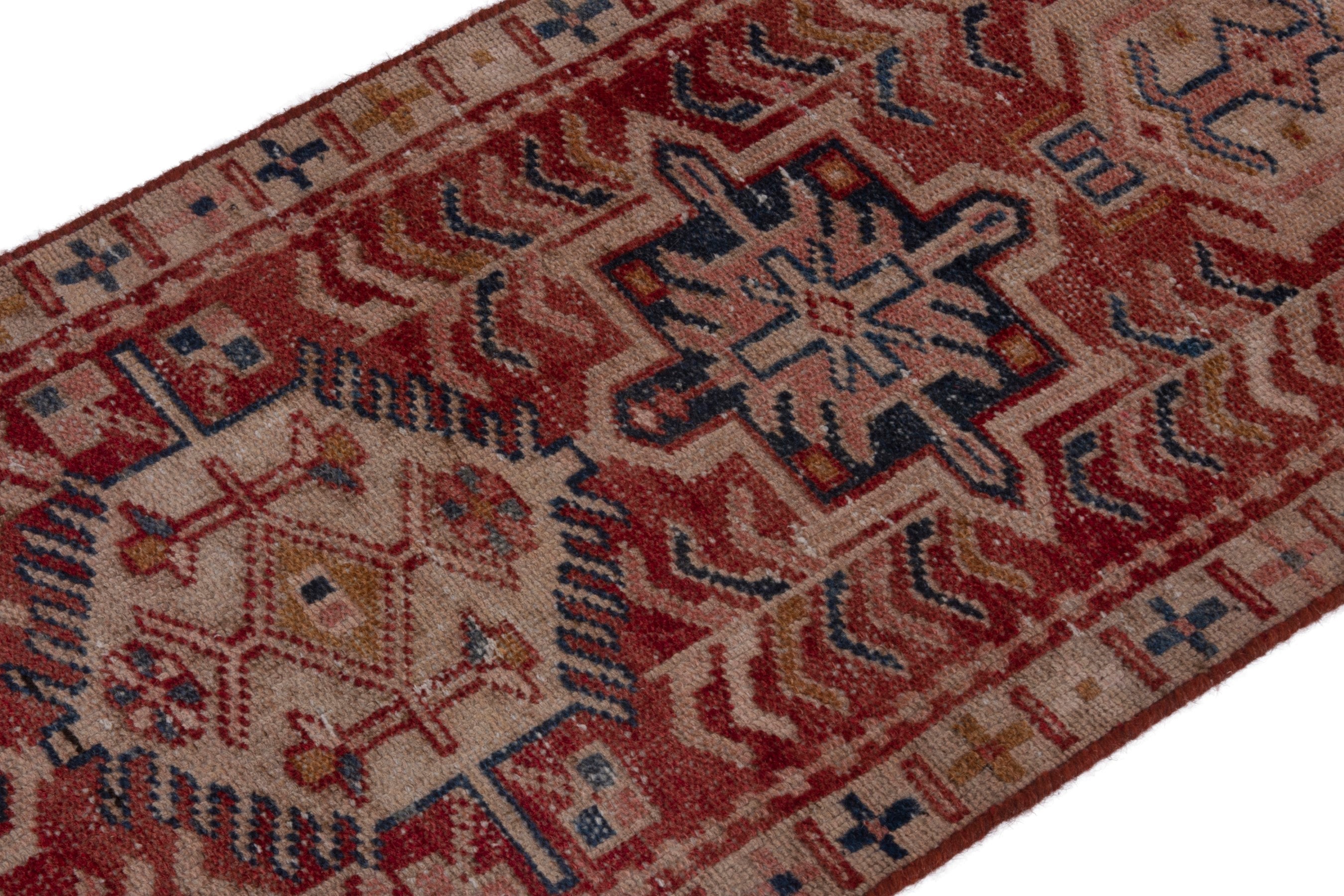 Persian Gharajeh runner rug in rust and deep red, view 6 of 17