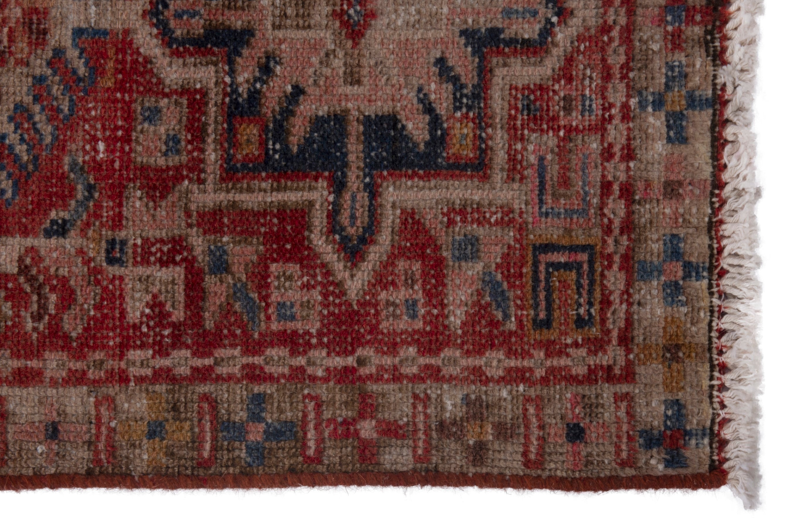 Persian Gharajeh runner rug in rust and deep red, view 9 of 17