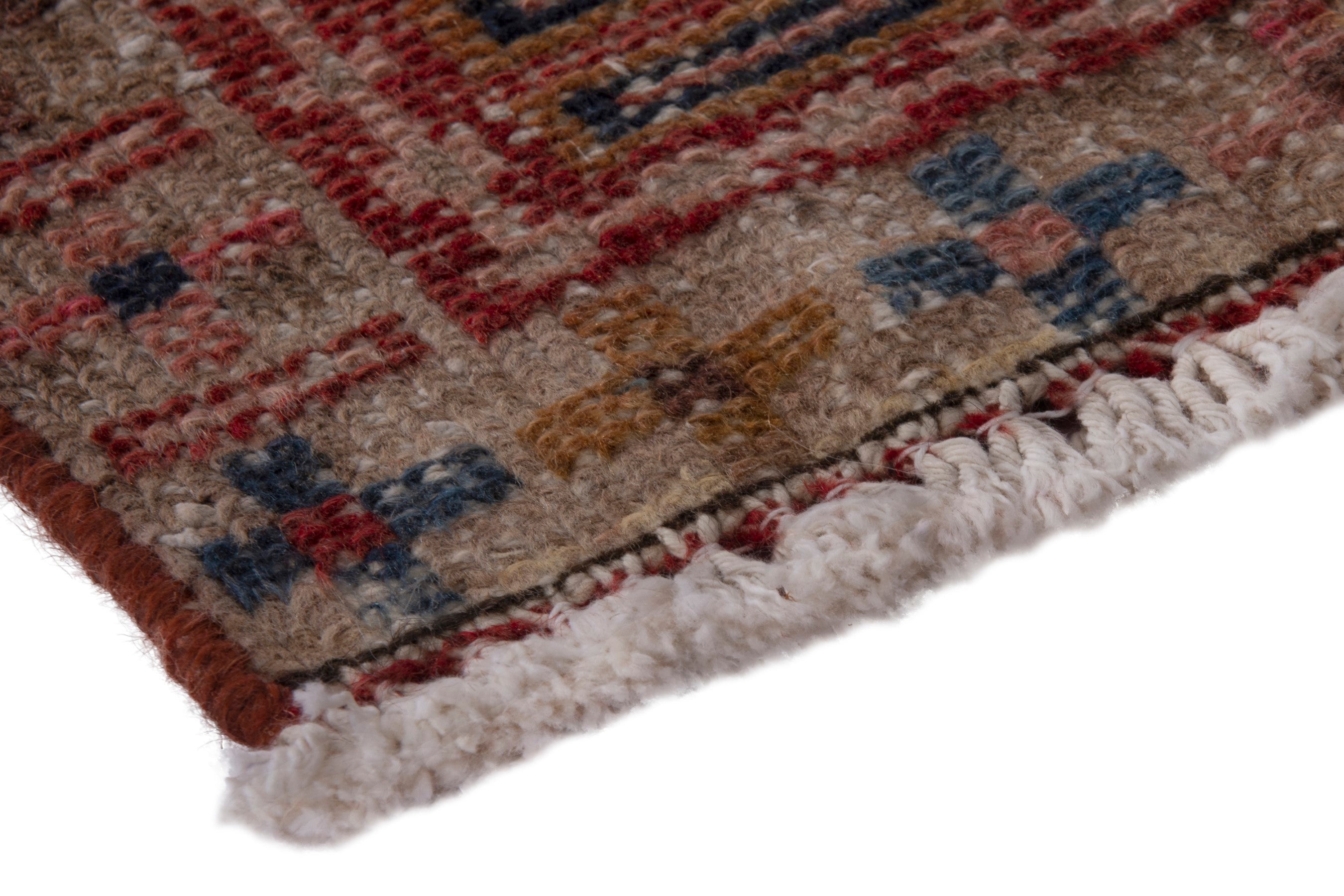 Persian Gharajeh runner rug in rust and deep red, view 4 of 17