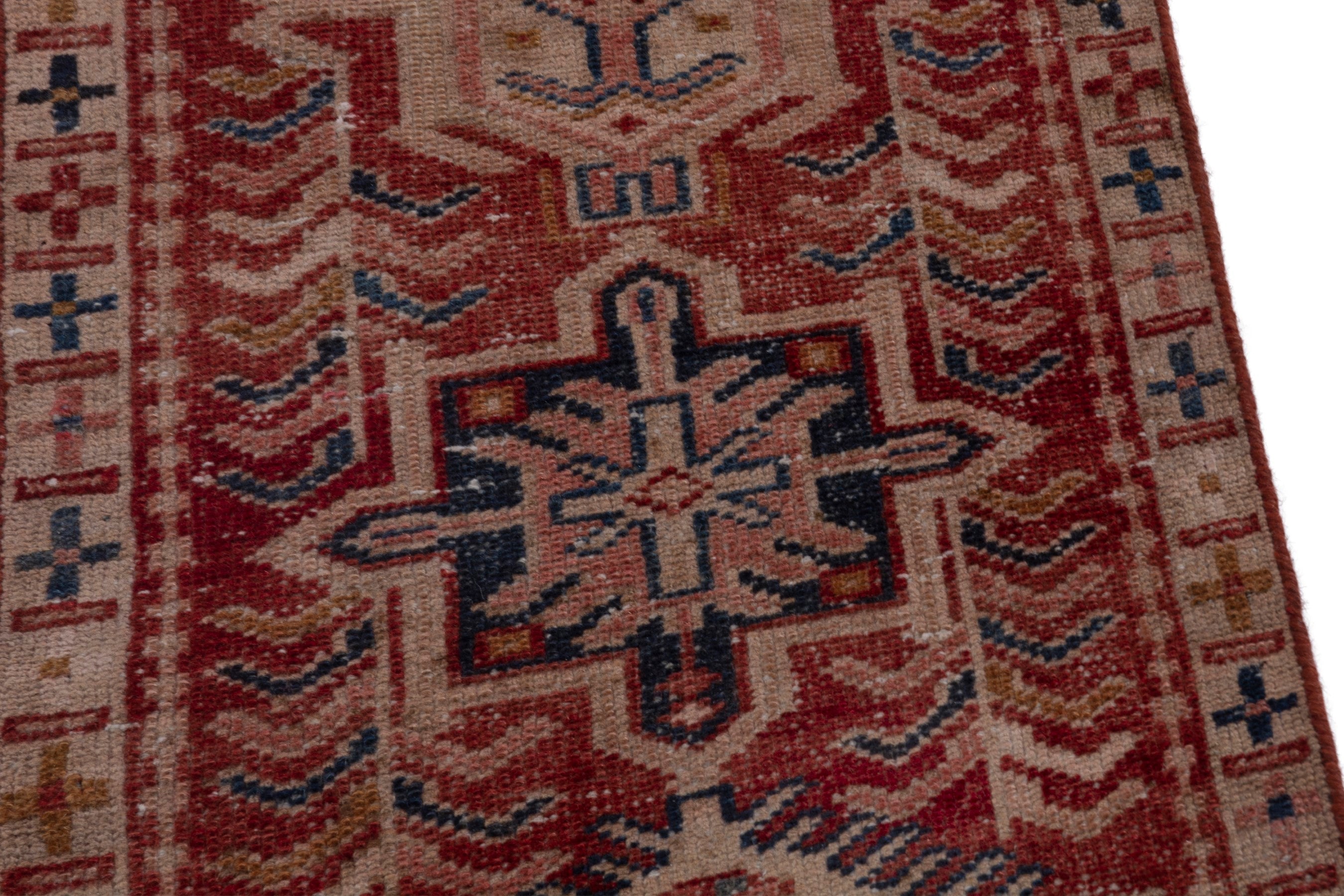 Persian Gharajeh runner rug in rust and deep red, view 8 of 17