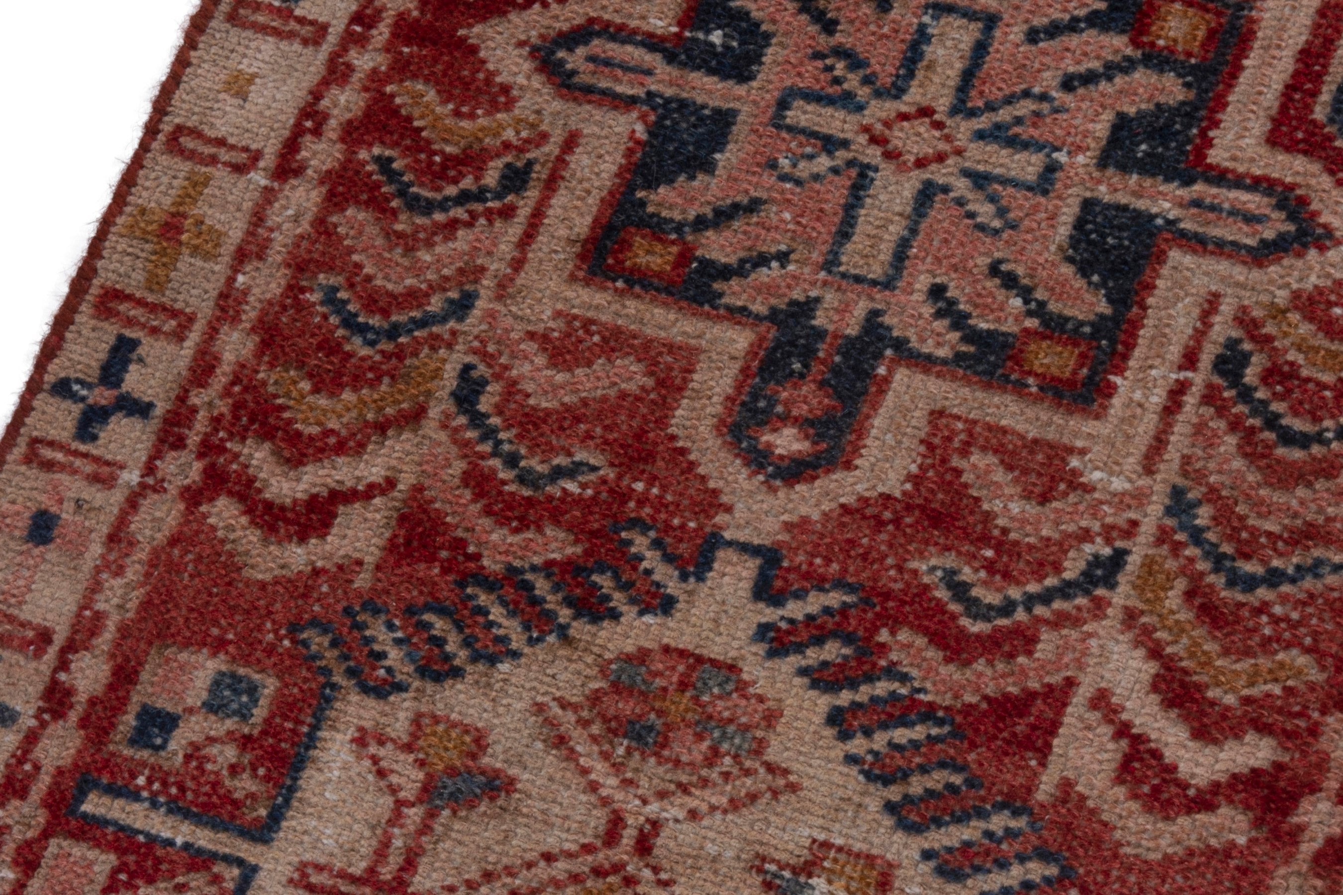 Persian Gharajeh runner rug in rust and deep red, view 7 of 17