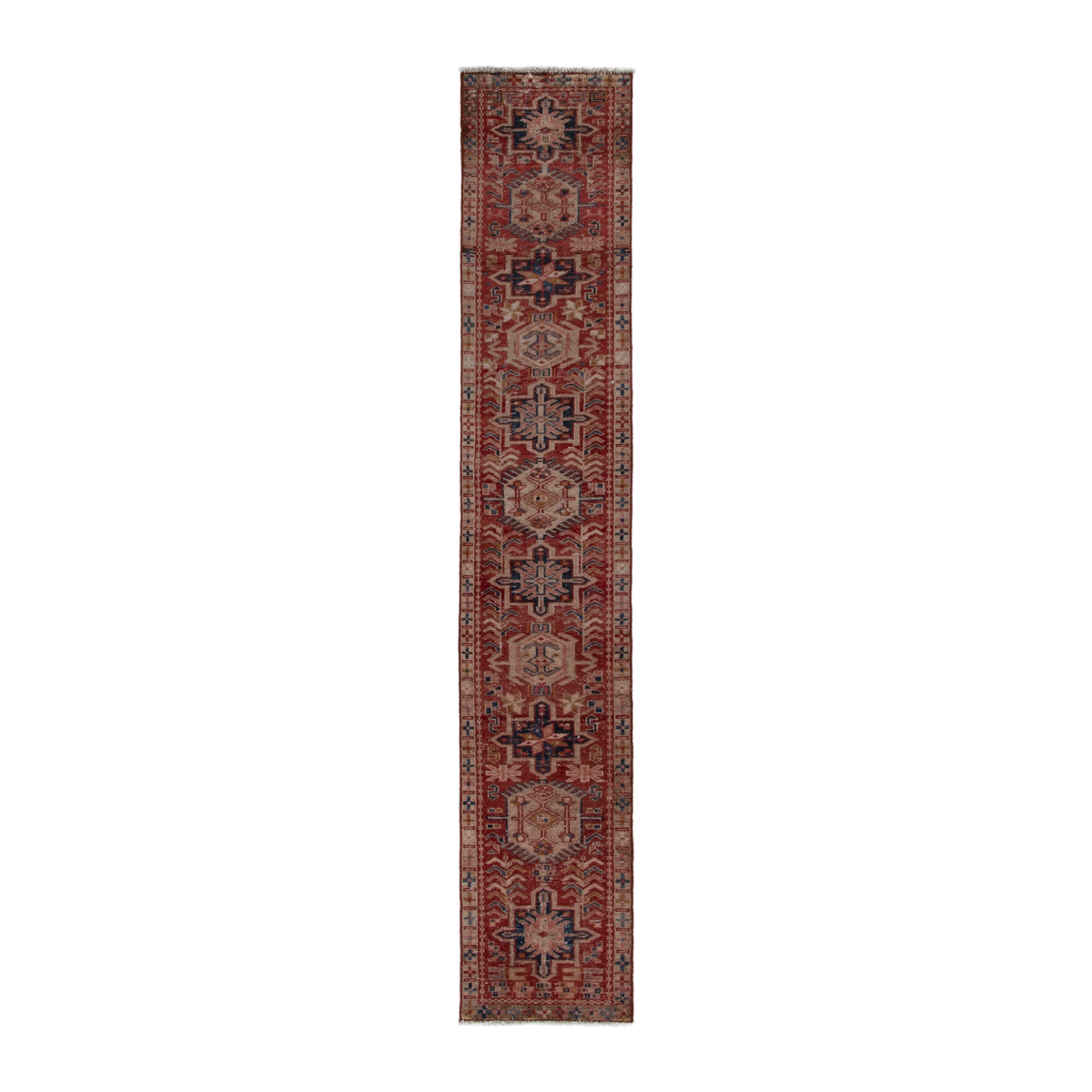 Persian Gharajeh runner rug in rust and deep red, 1'8" x 10'3"