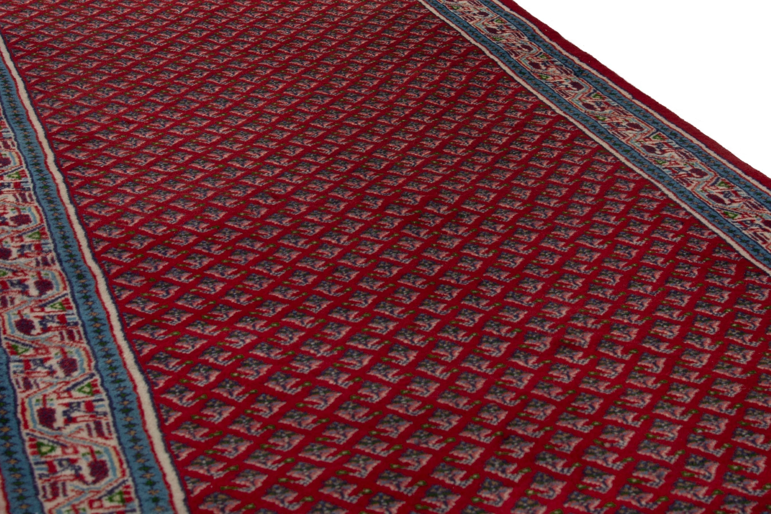 Persian Arak runner rug in deep red and denim, view 8 of 17