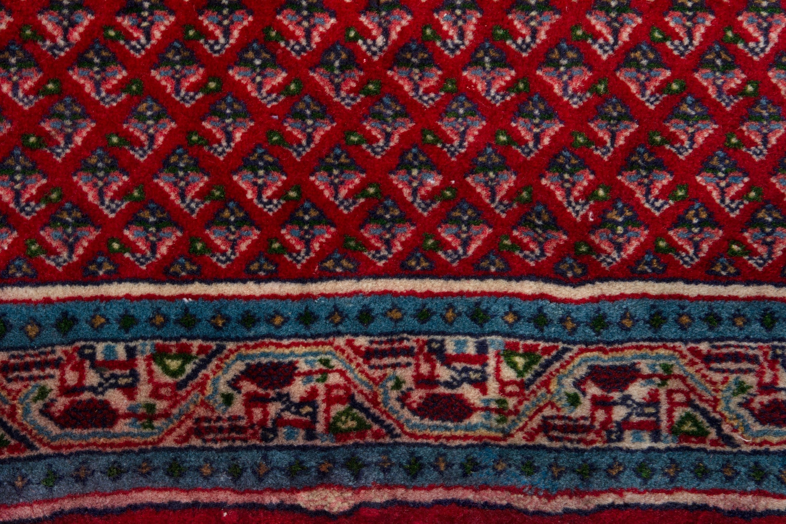 Persian Arak runner rug in deep red and denim, view 11 of 17