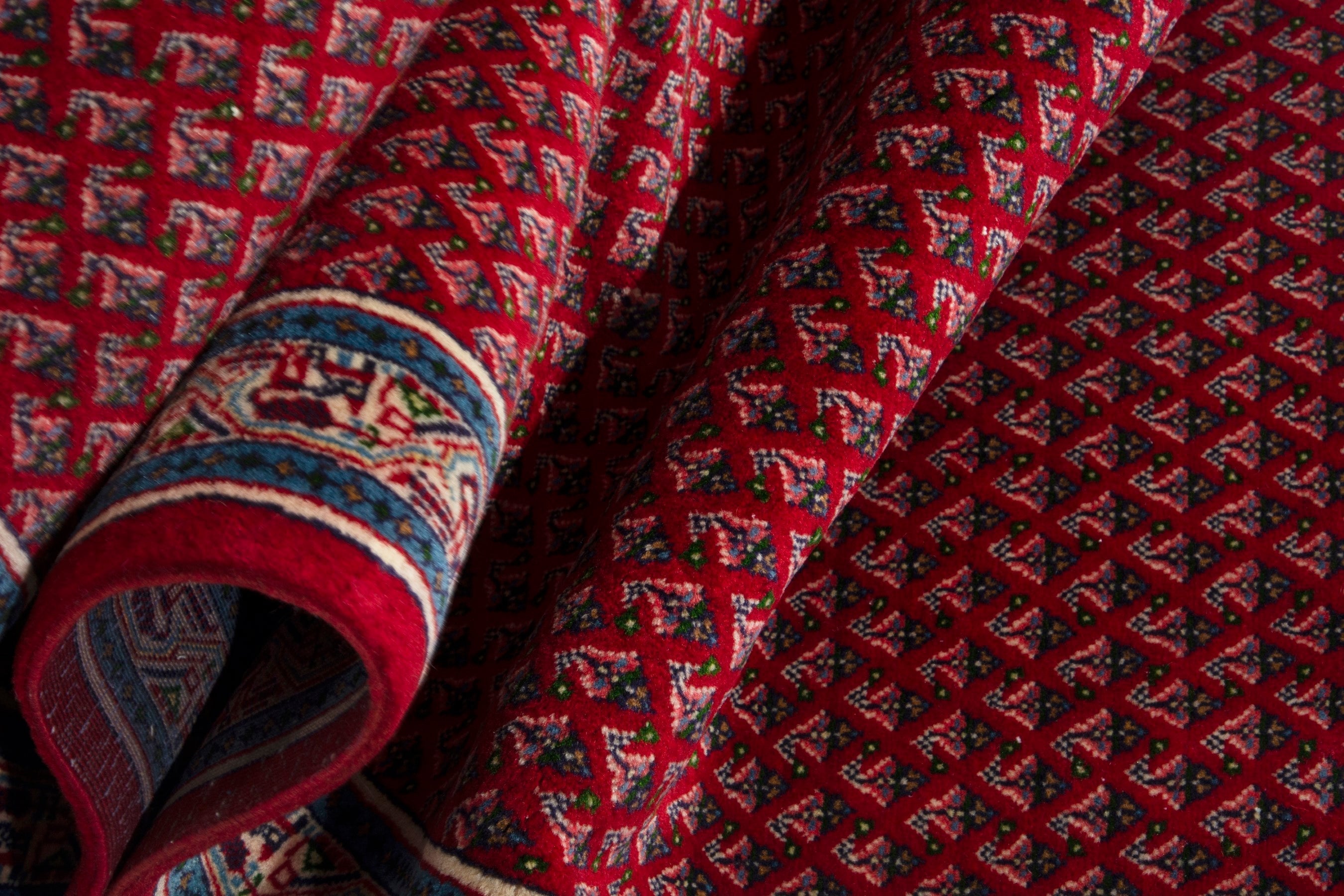 Persian Arak runner rug in deep red and denim, view 15 of 17