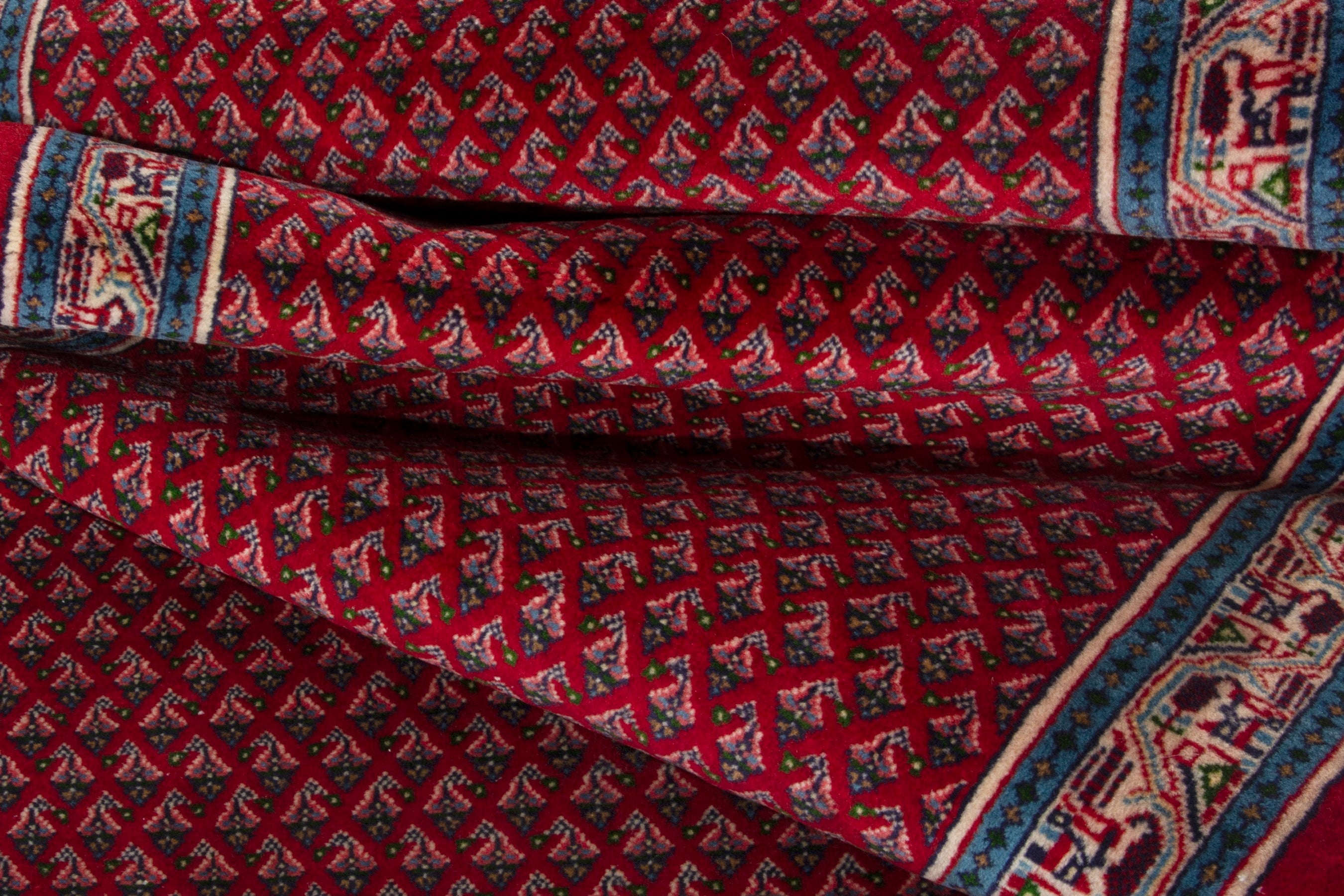Persian Arak runner rug in deep red and denim, view 14 of 17