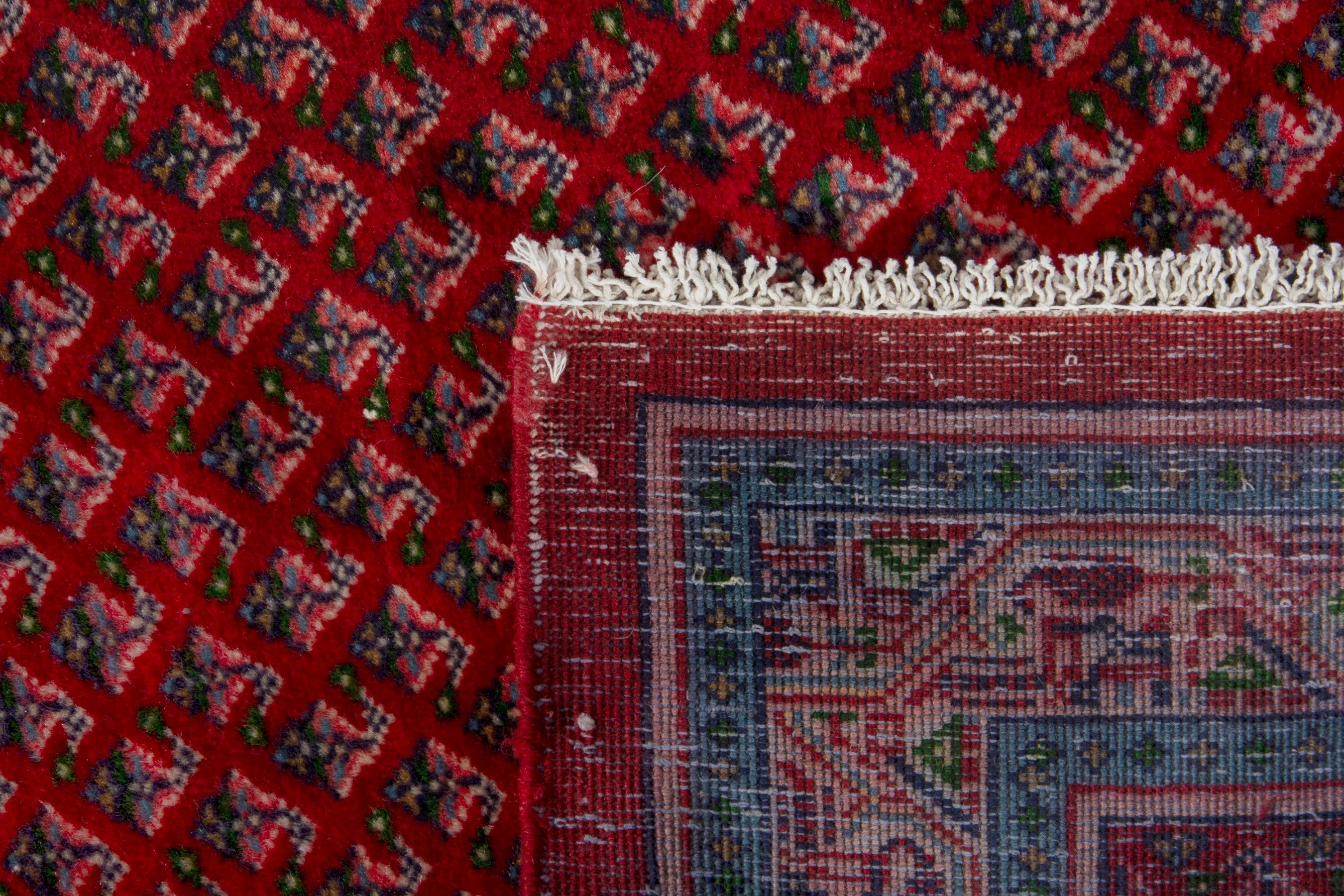 Persian Arak runner rug in deep red and denim, view 17 of 17