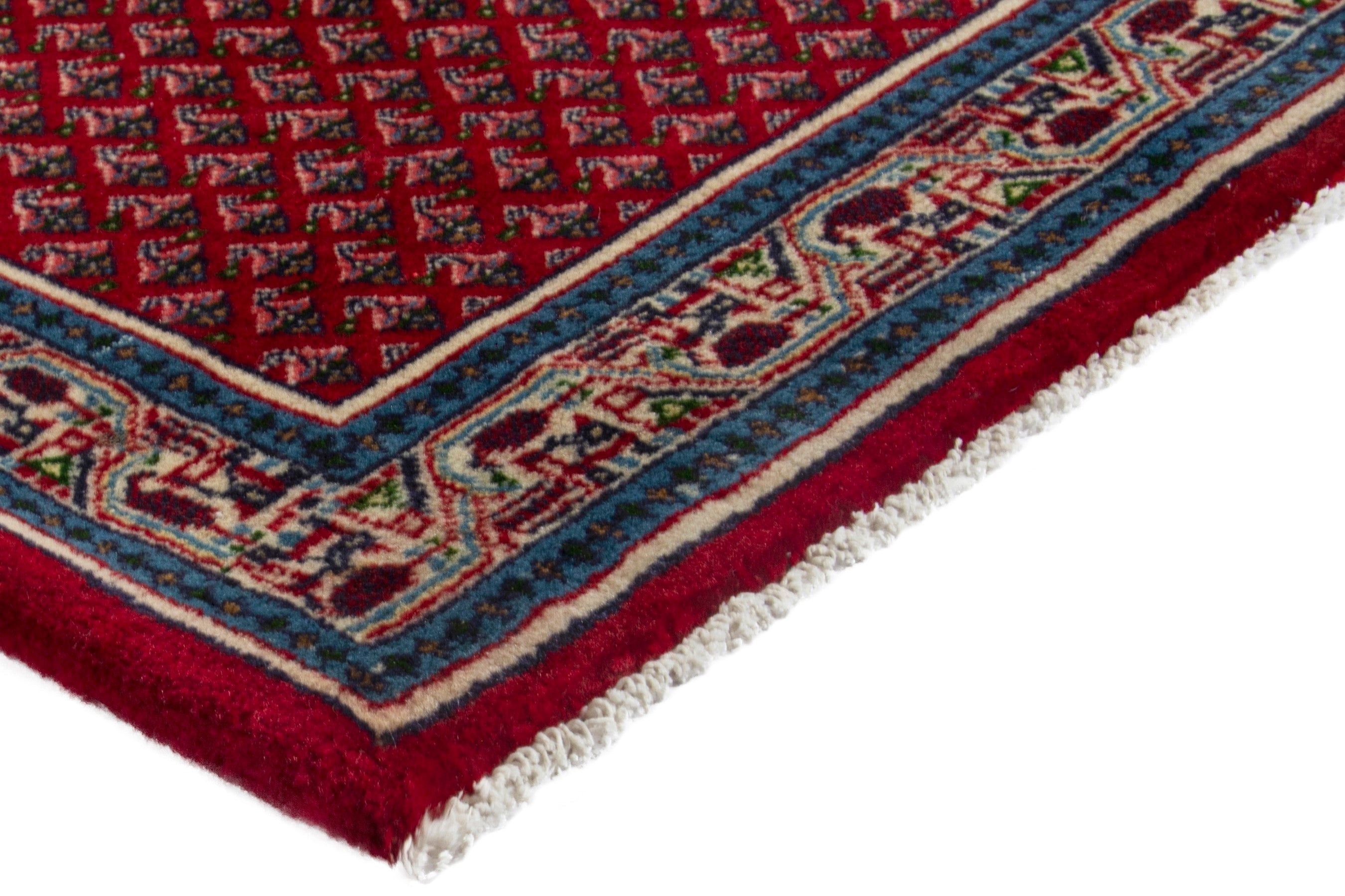 Persian Arak runner rug in deep red and denim, view 4 of 17