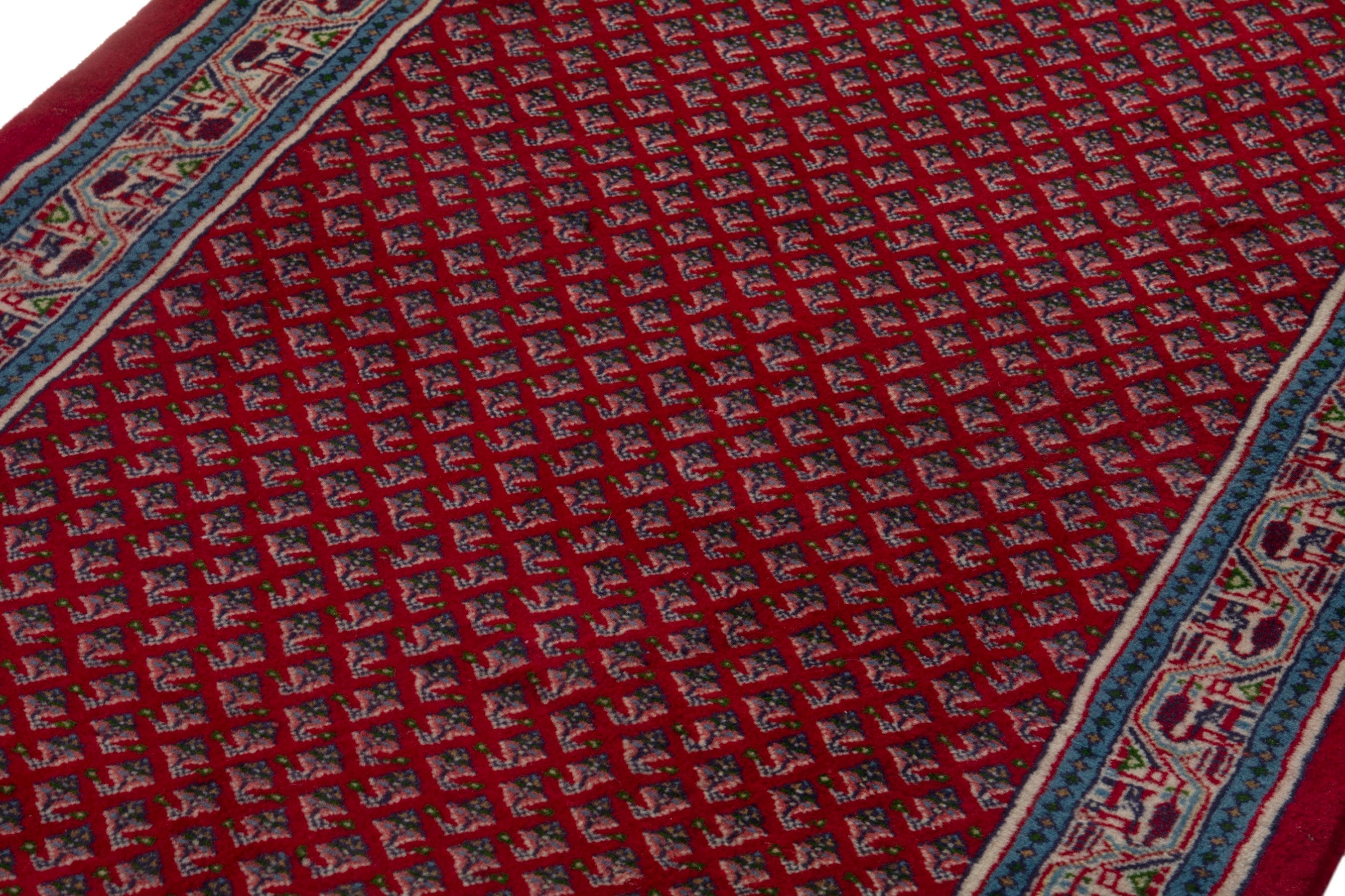 Persian Arak runner rug in deep red and denim, view 7 of 17