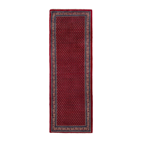 Persian Arak runner rug in deep red and denim, 2'9" x 7'7"