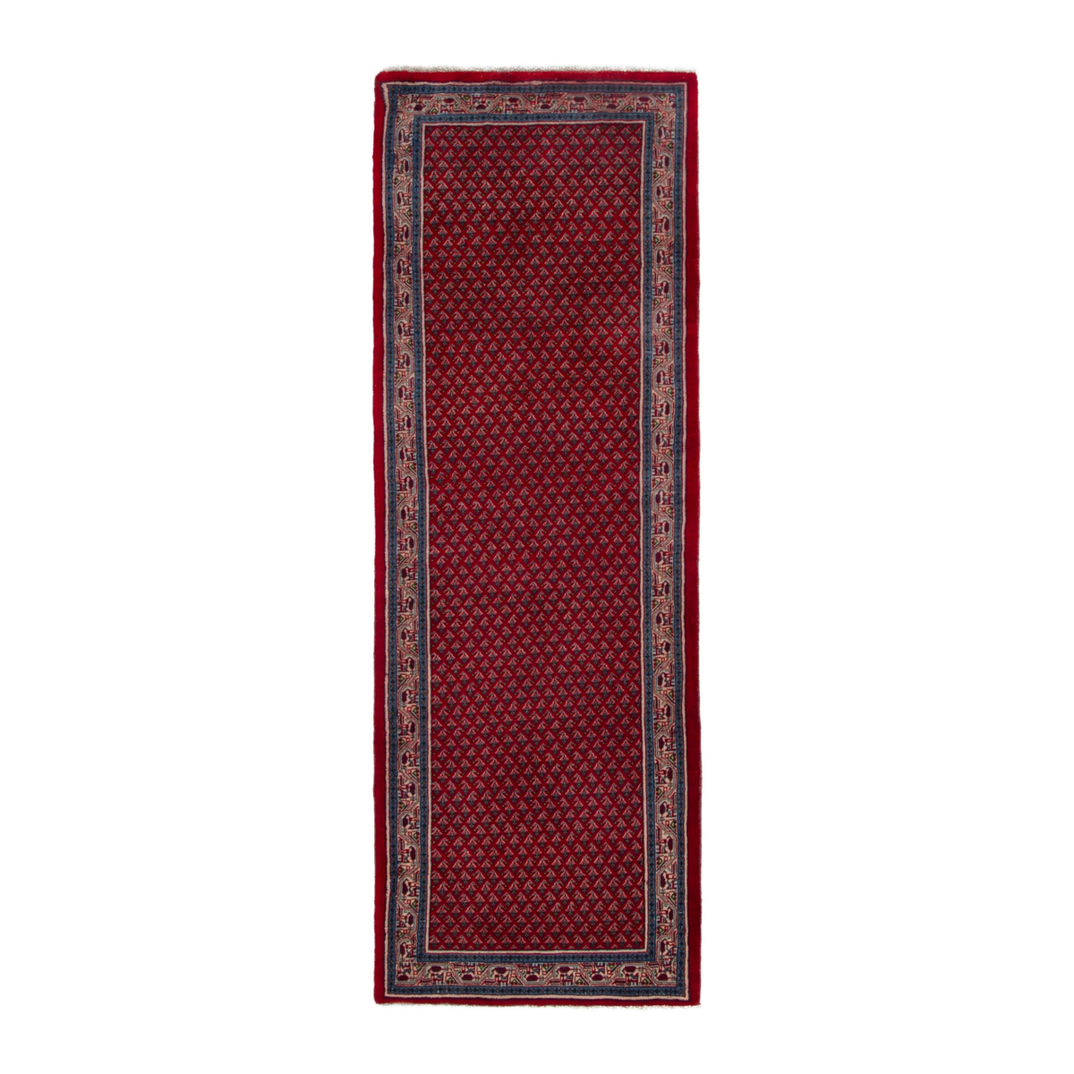 Persian Arak runner rug in deep red and denim, 2'9" x 7'7"