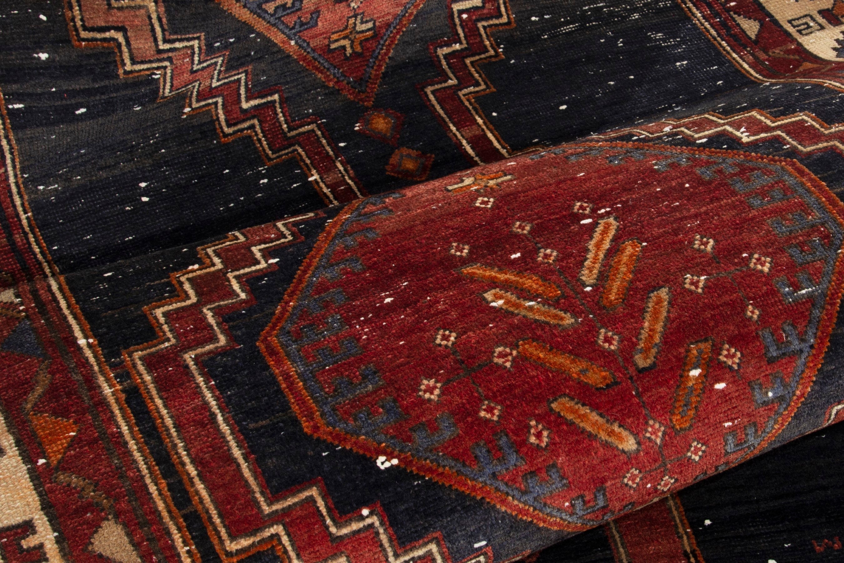 Persian Azerbaijan runner rug in navy and deep red, view 15 of 18