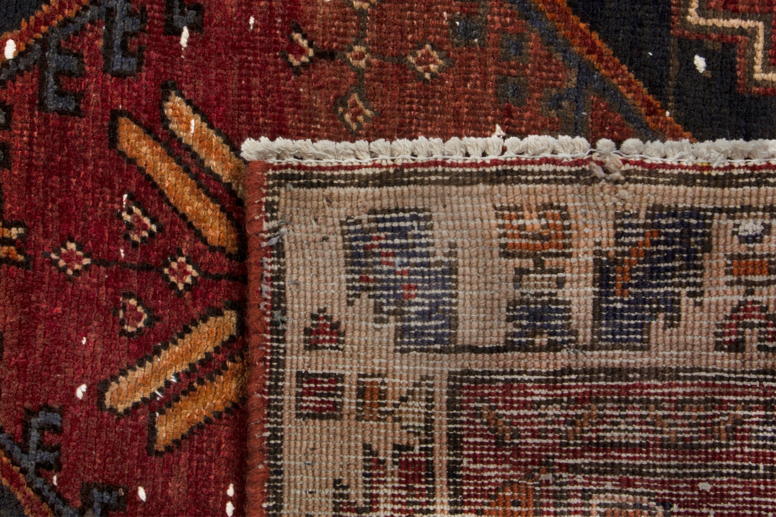 Persian Azerbaijan runner rug in navy and deep red, view 18 of 18