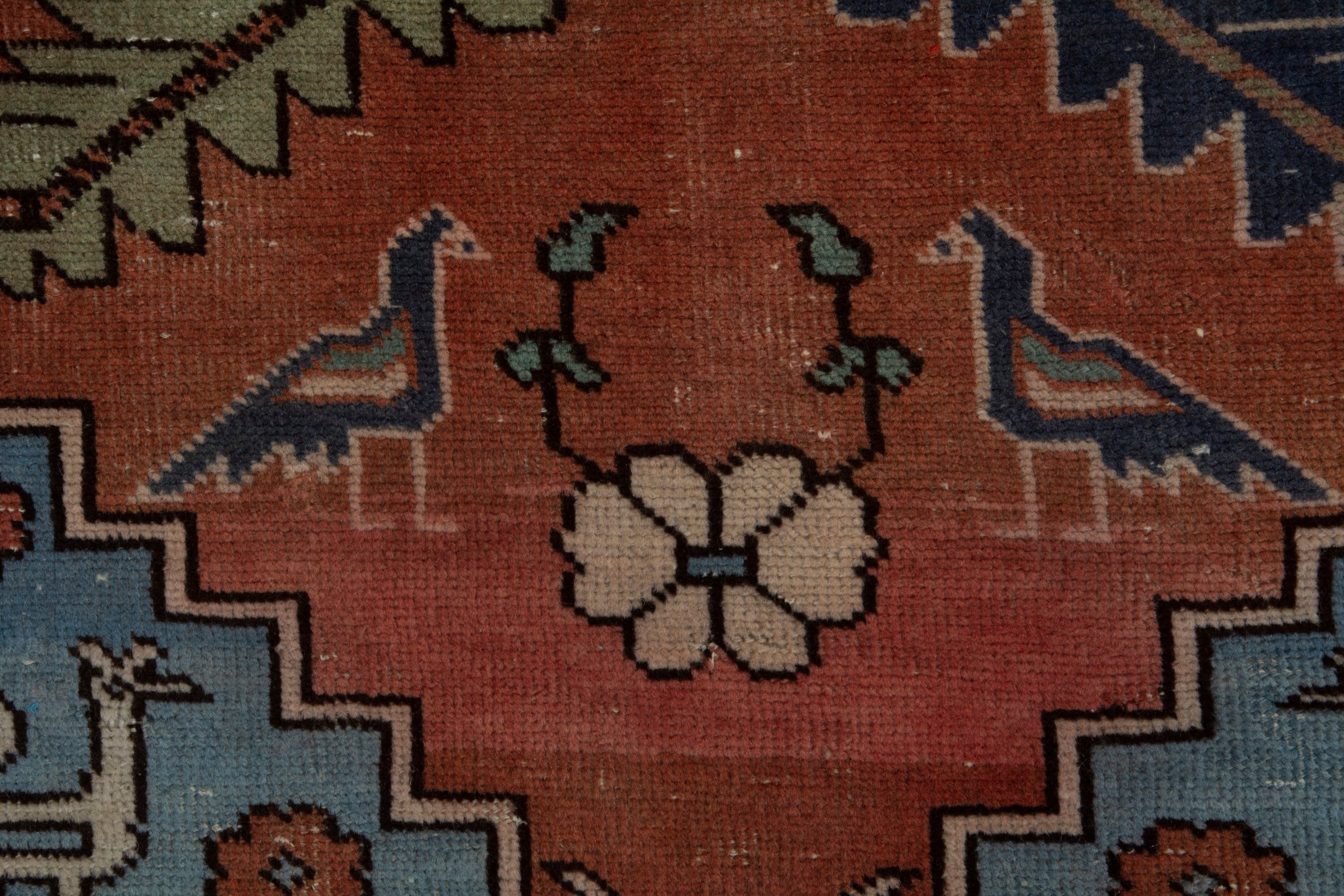 Persian Ardabil runner rug in rust and denim, view 11 of 18