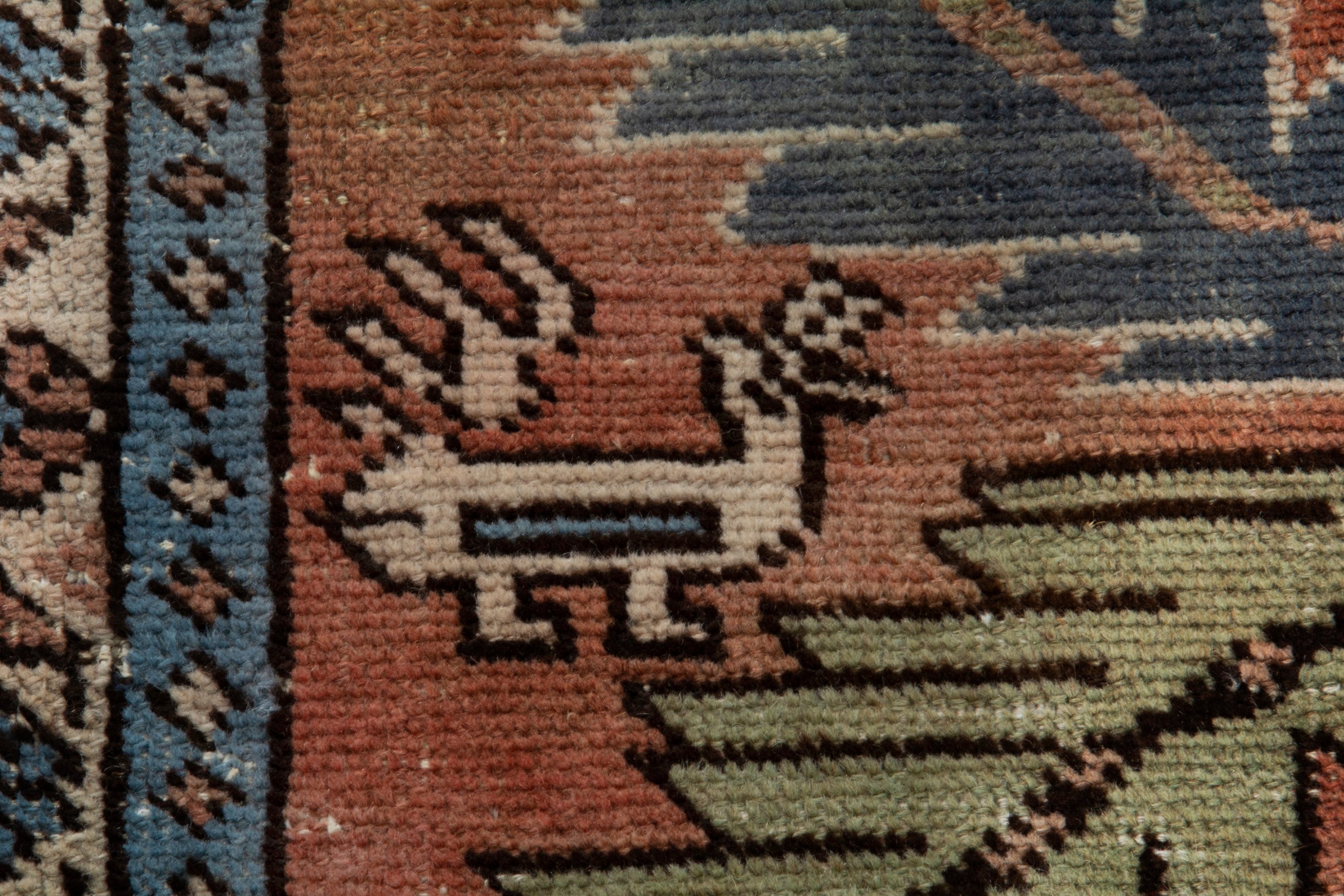 Persian Ardabil runner rug in rust and denim, view 13 of 18