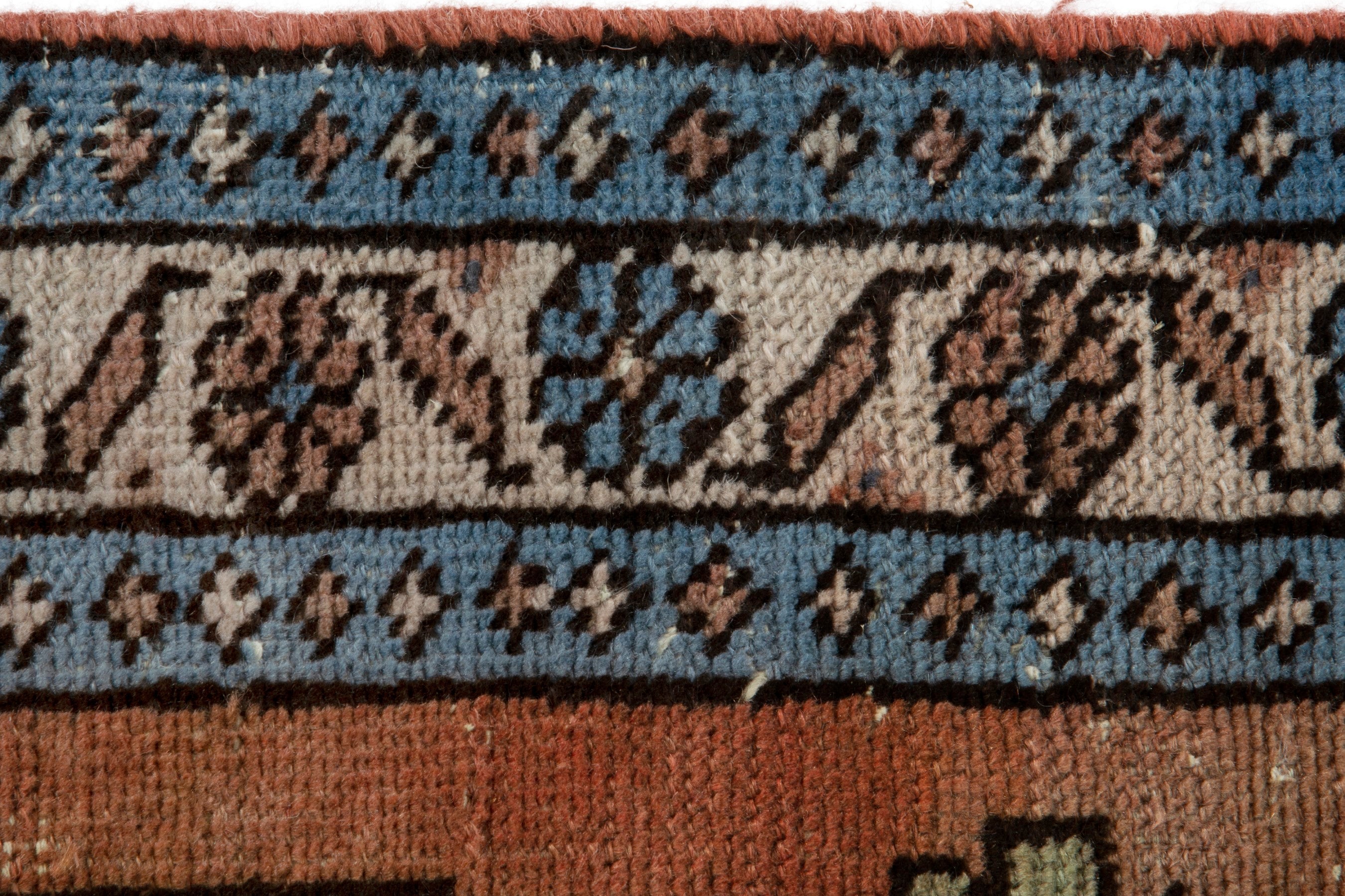 Persian Ardabil runner rug in rust and denim, view 14 of 18