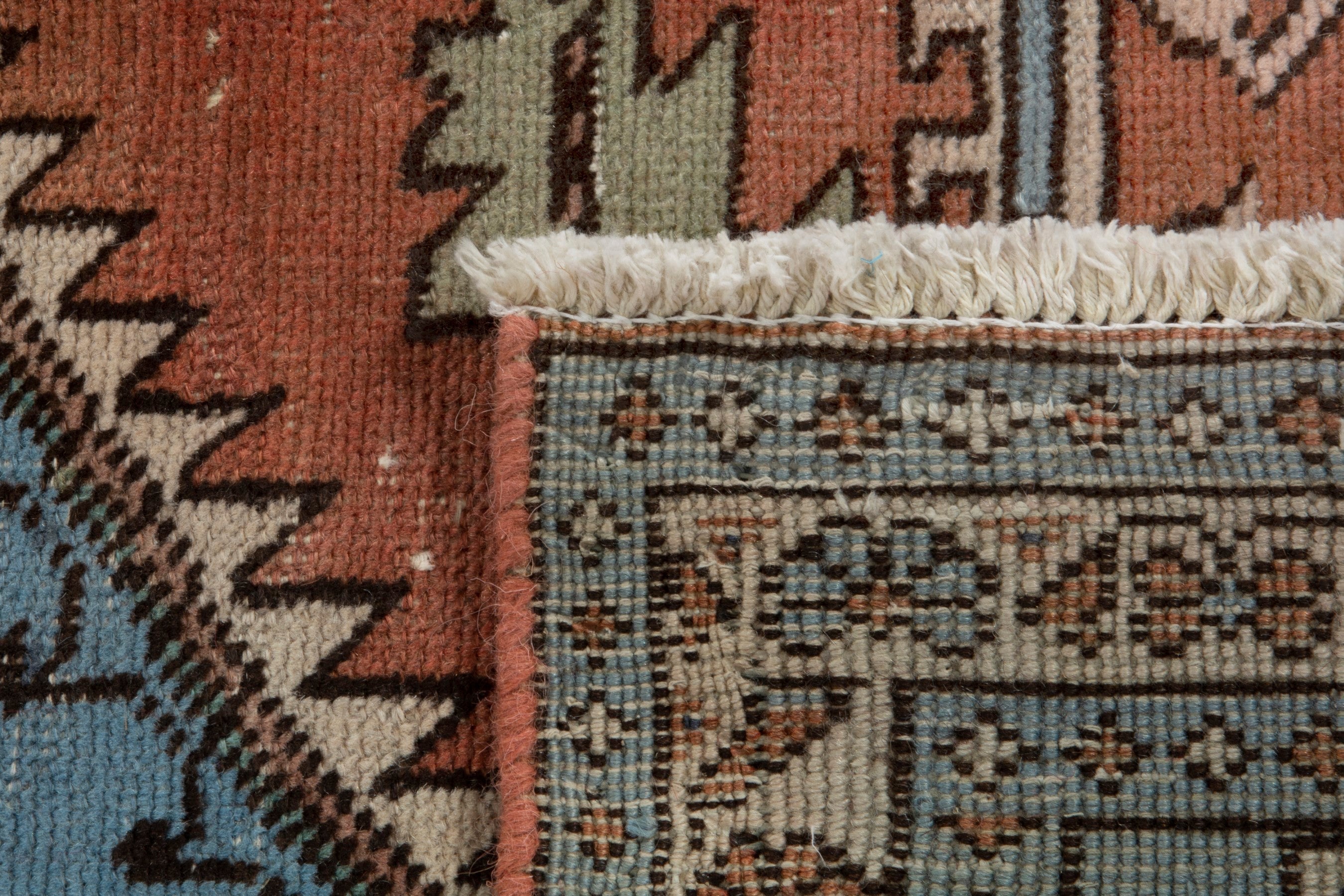 Persian Ardabil runner rug in rust and denim, view 18 of 18