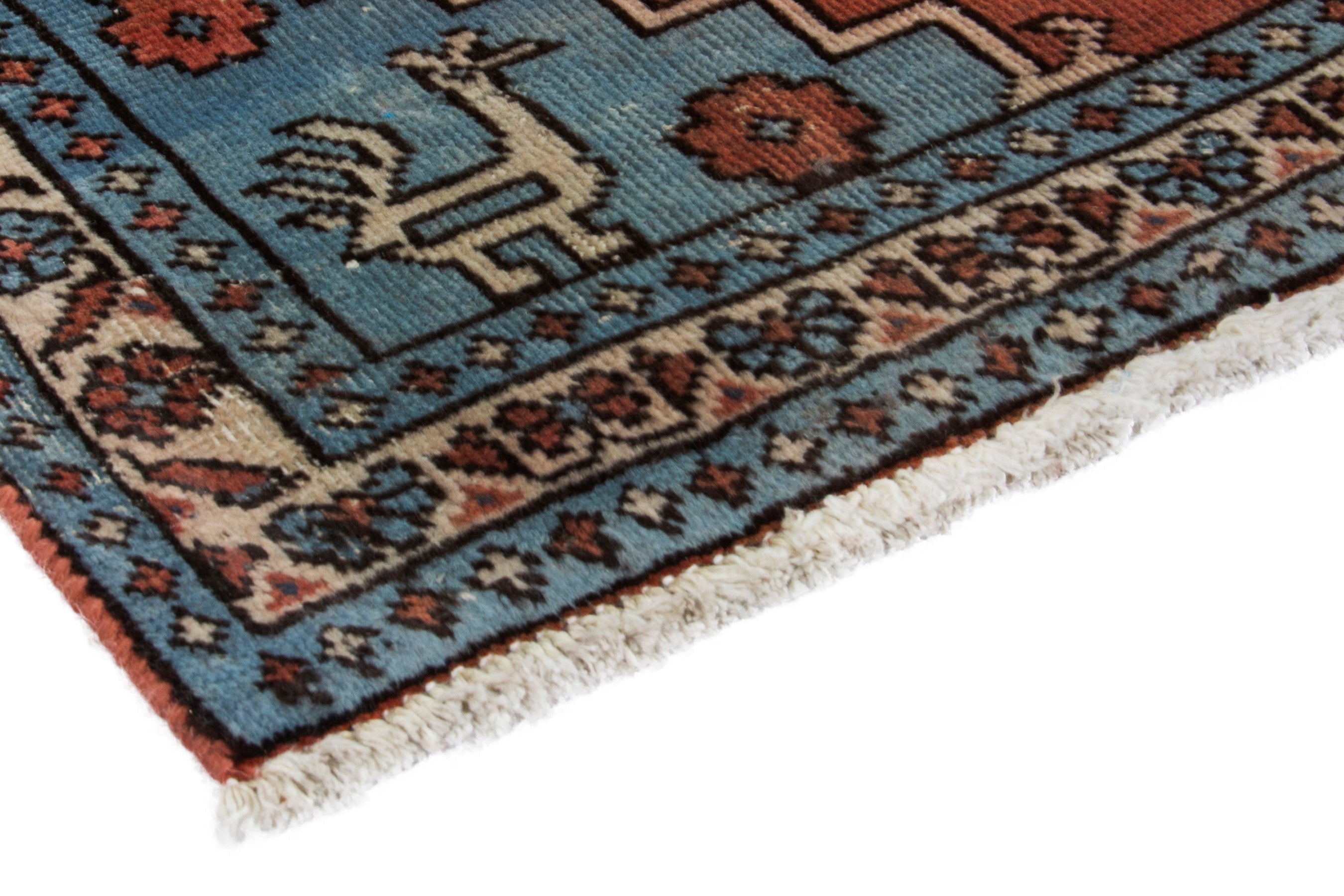 Persian Ardabil runner rug in rust and denim, view 4 of 18