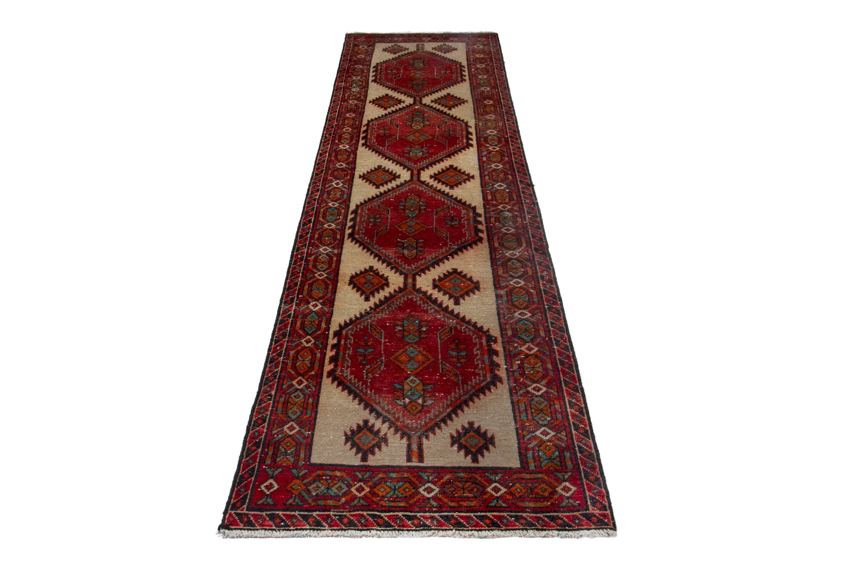 Persian Azerbaijan runner rug in deep red and burgundy, view 2 of 18
