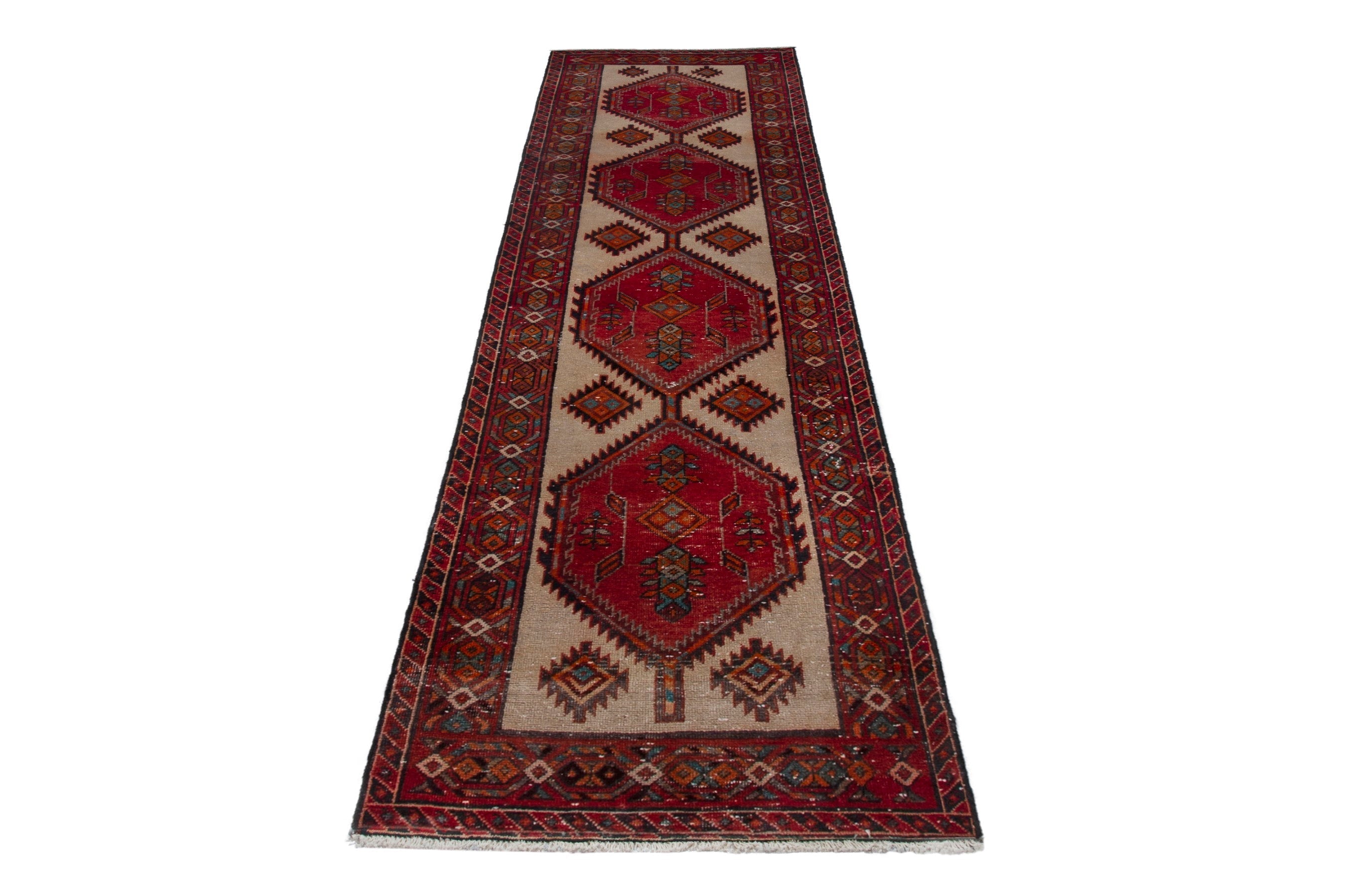 Persian Azerbaijan runner rug in deep red and burgundy, view 3 of 18