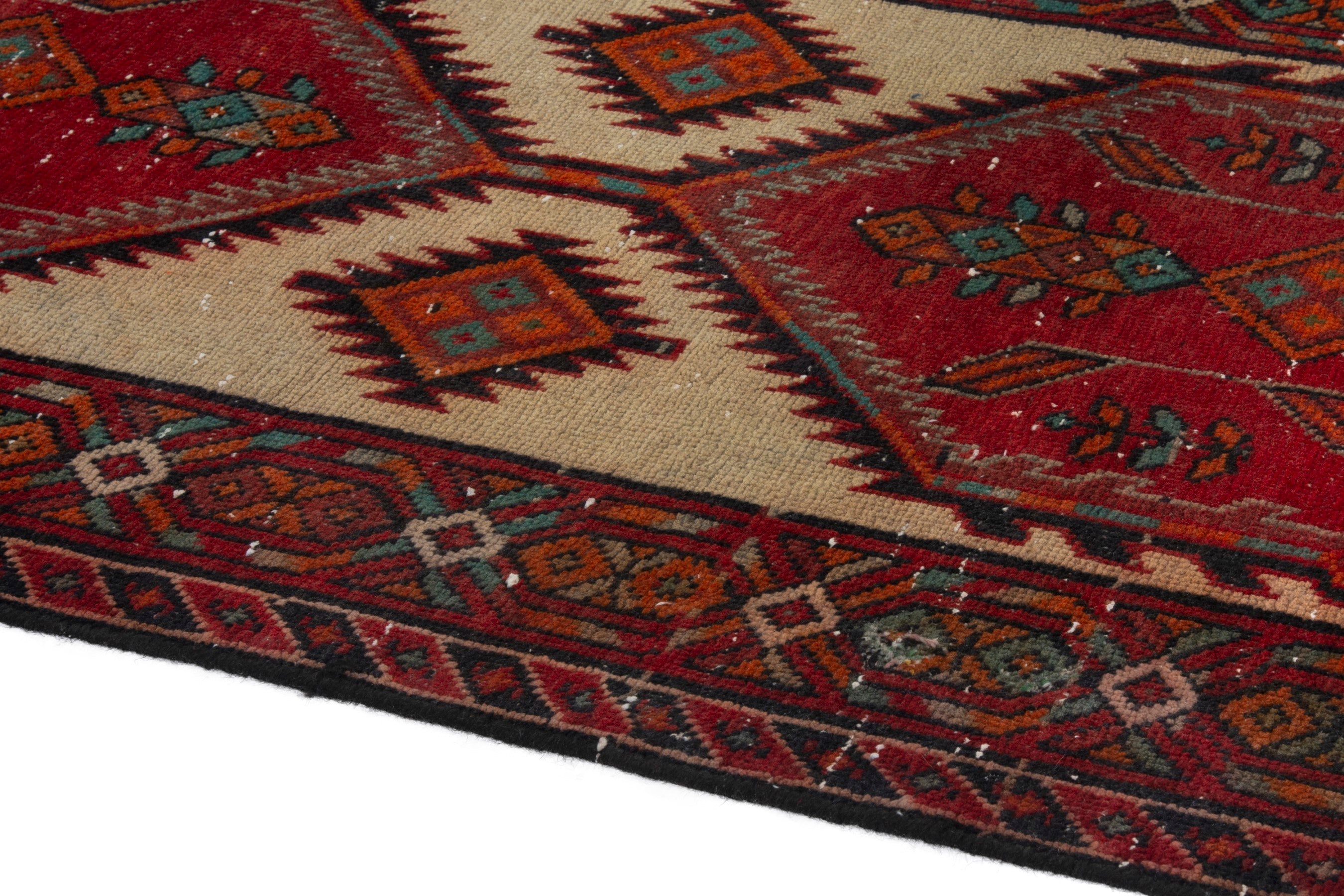 Persian Azerbaijan runner rug in deep red and burgundy, view 5 of 18