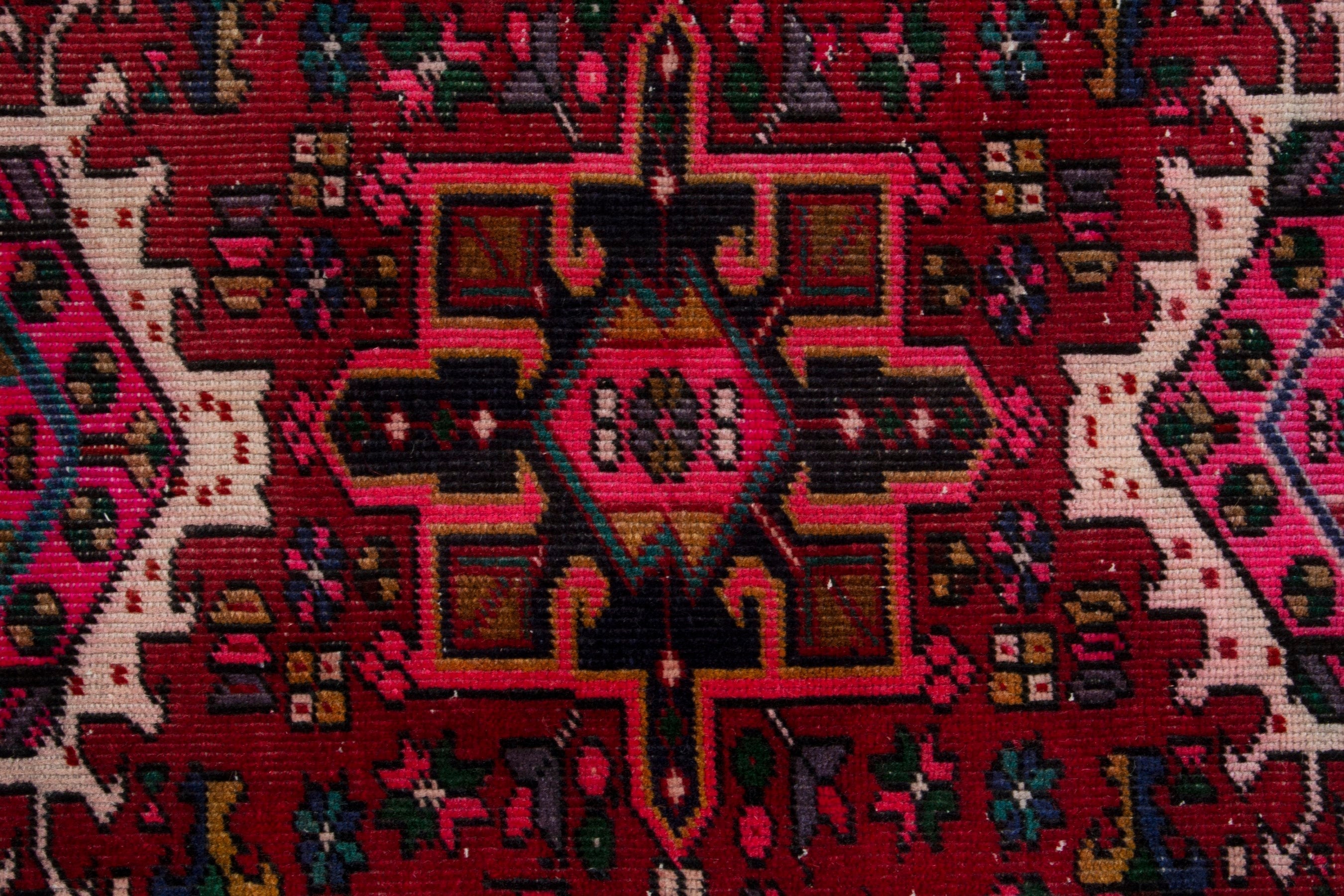 Persian Gharajeh runner rug in deep red and burgundy, view 11 of 19